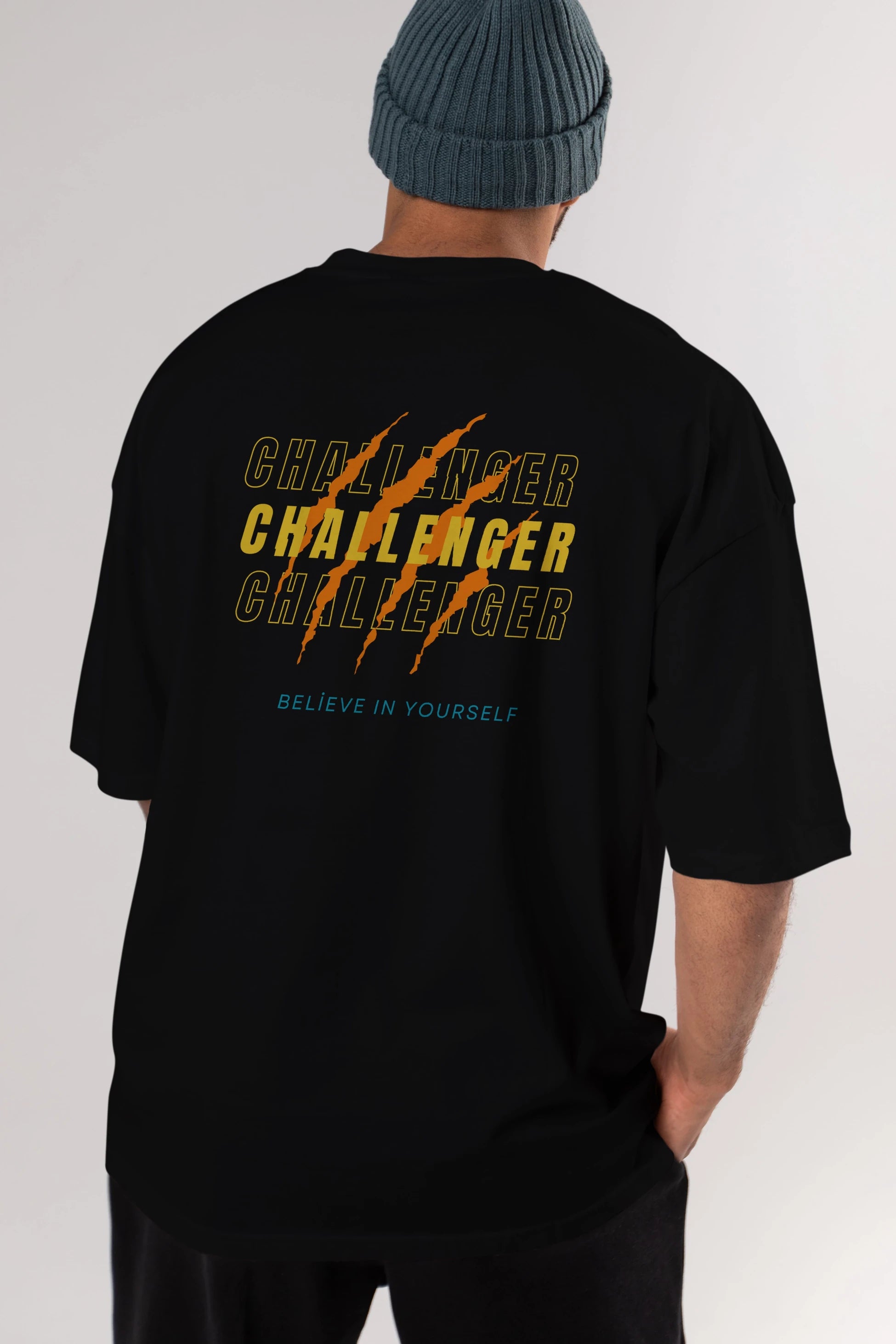 Challenger Yazılı Arka Baskılı Oversize t-shirt Erkek Kadın Unisex