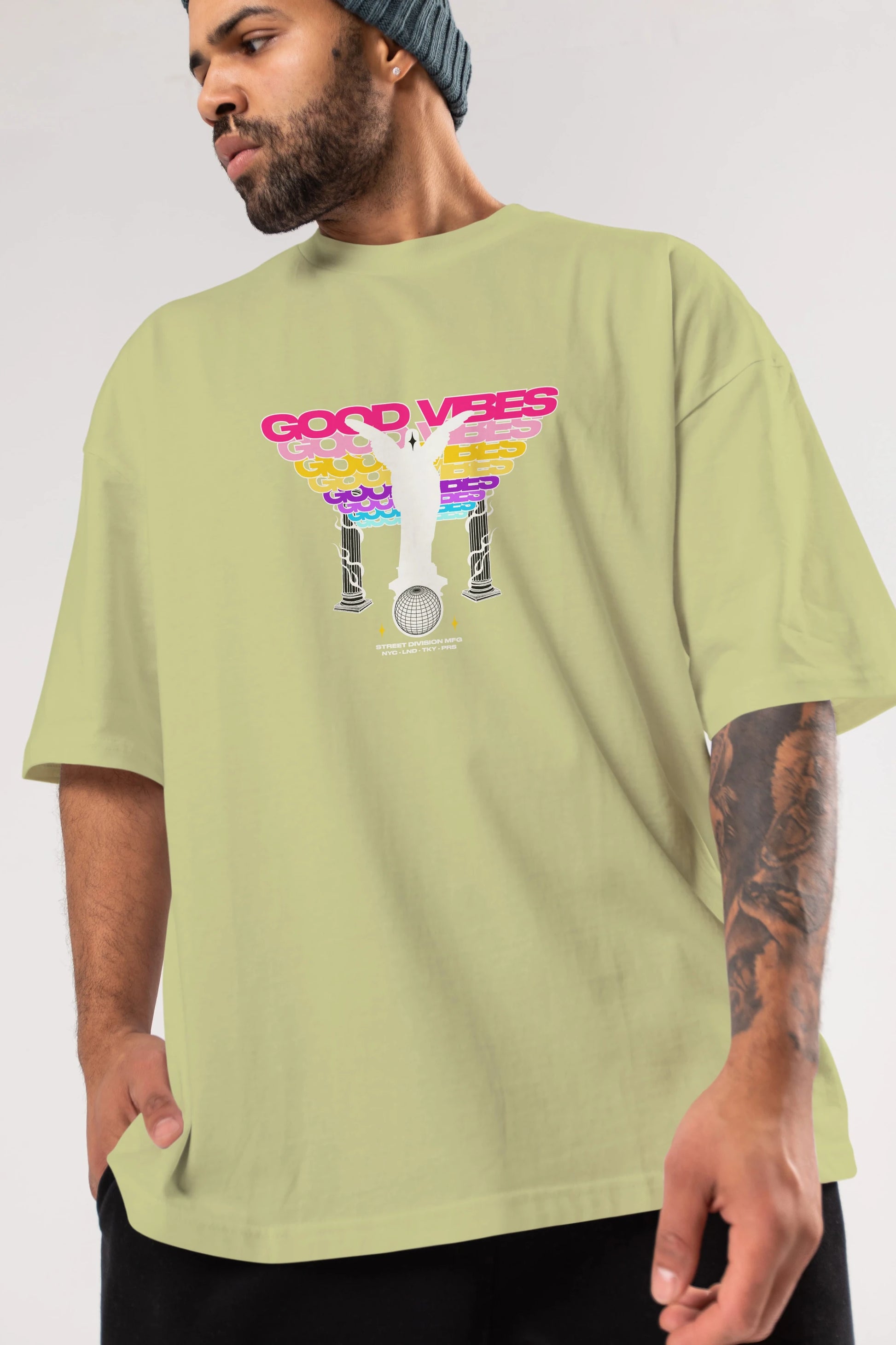 Good Vibes Ön Baskılı Oversize t-shirt Erkek Kadın Unisex