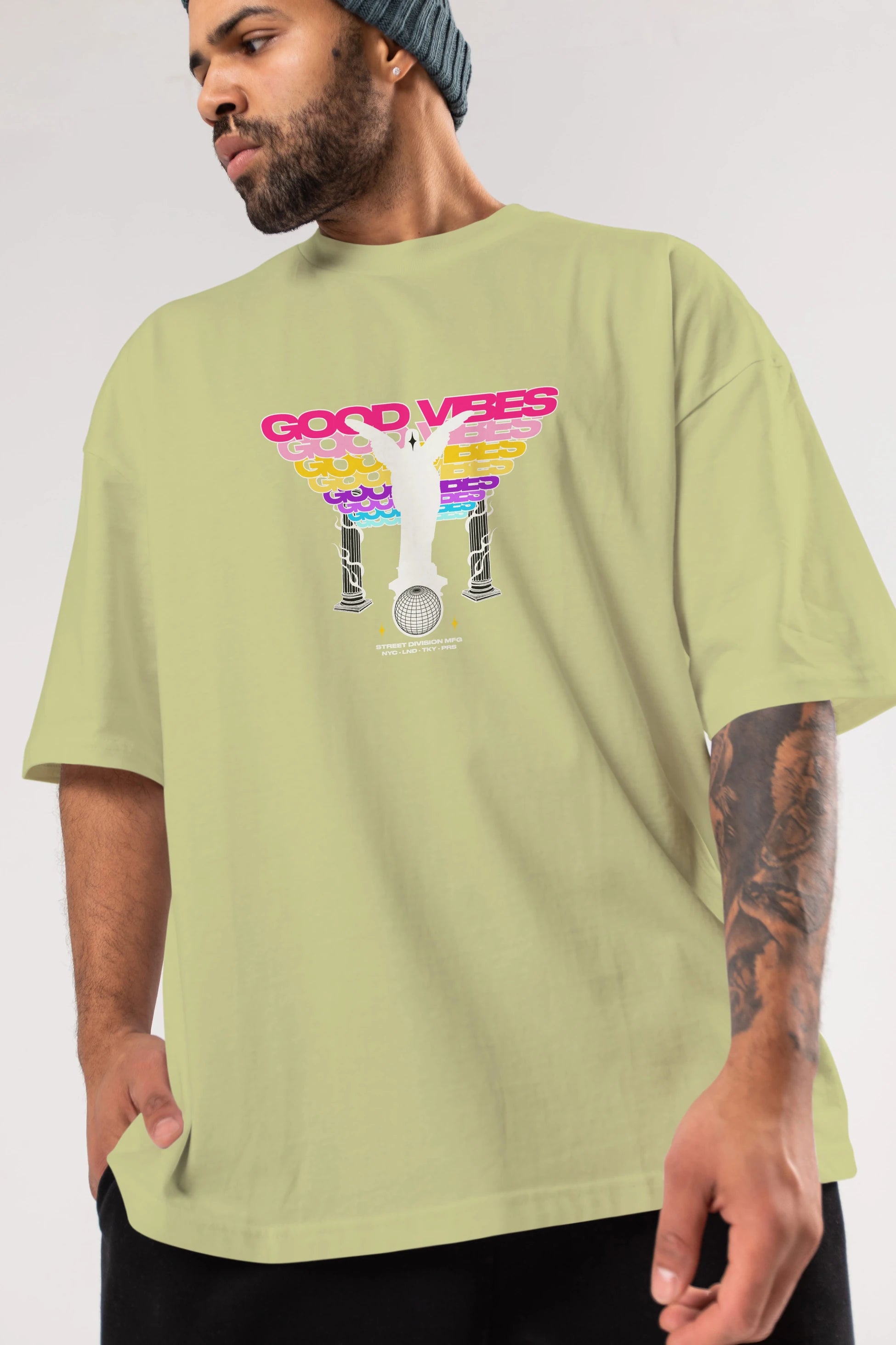 Good Vibes Ön Baskılı Oversize t-shirt Erkek Kadın Unisex