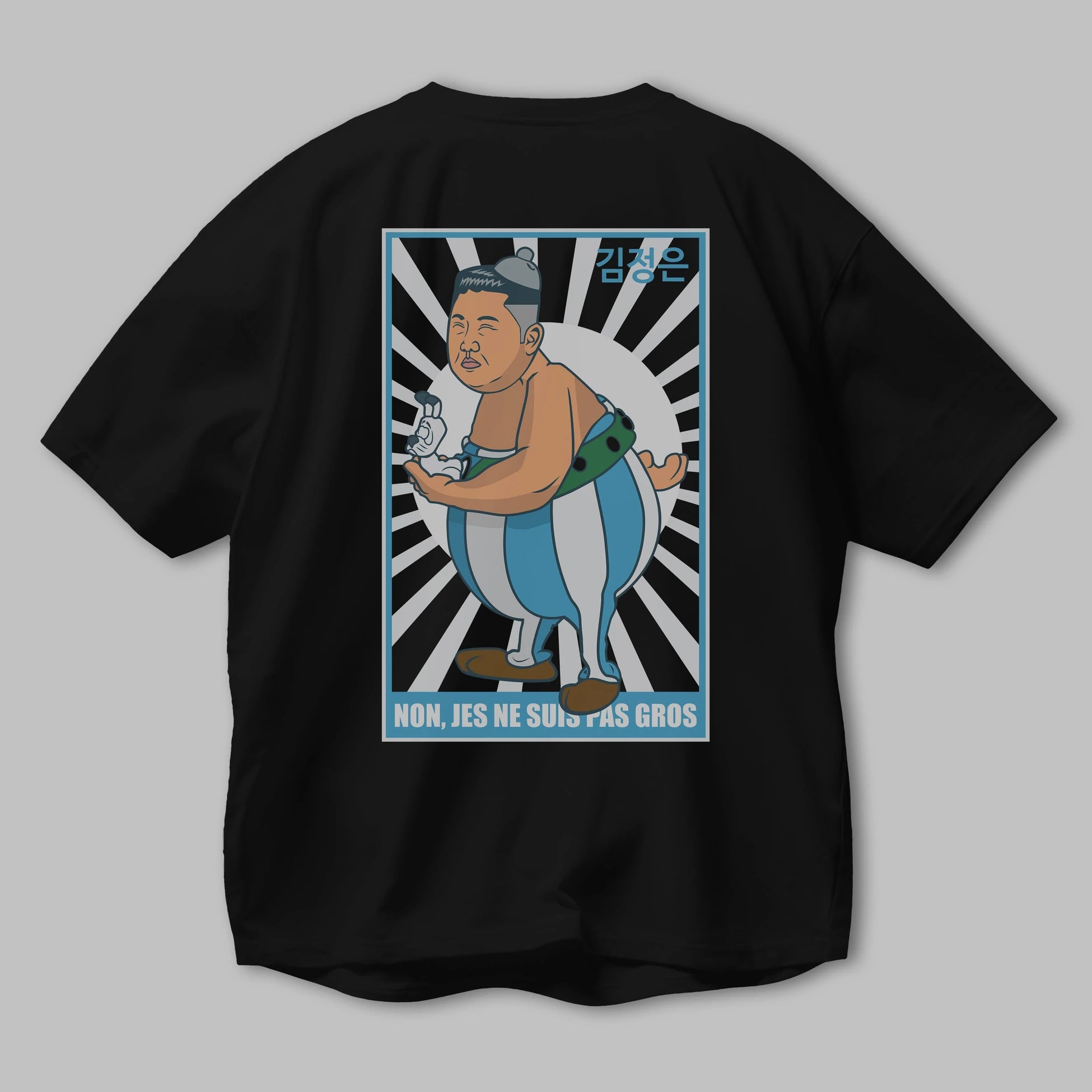 Obelix Jong Un Arka Baskılı Oversize t-shirt Erkek Kadın Unisex %100 Pamuk tişort