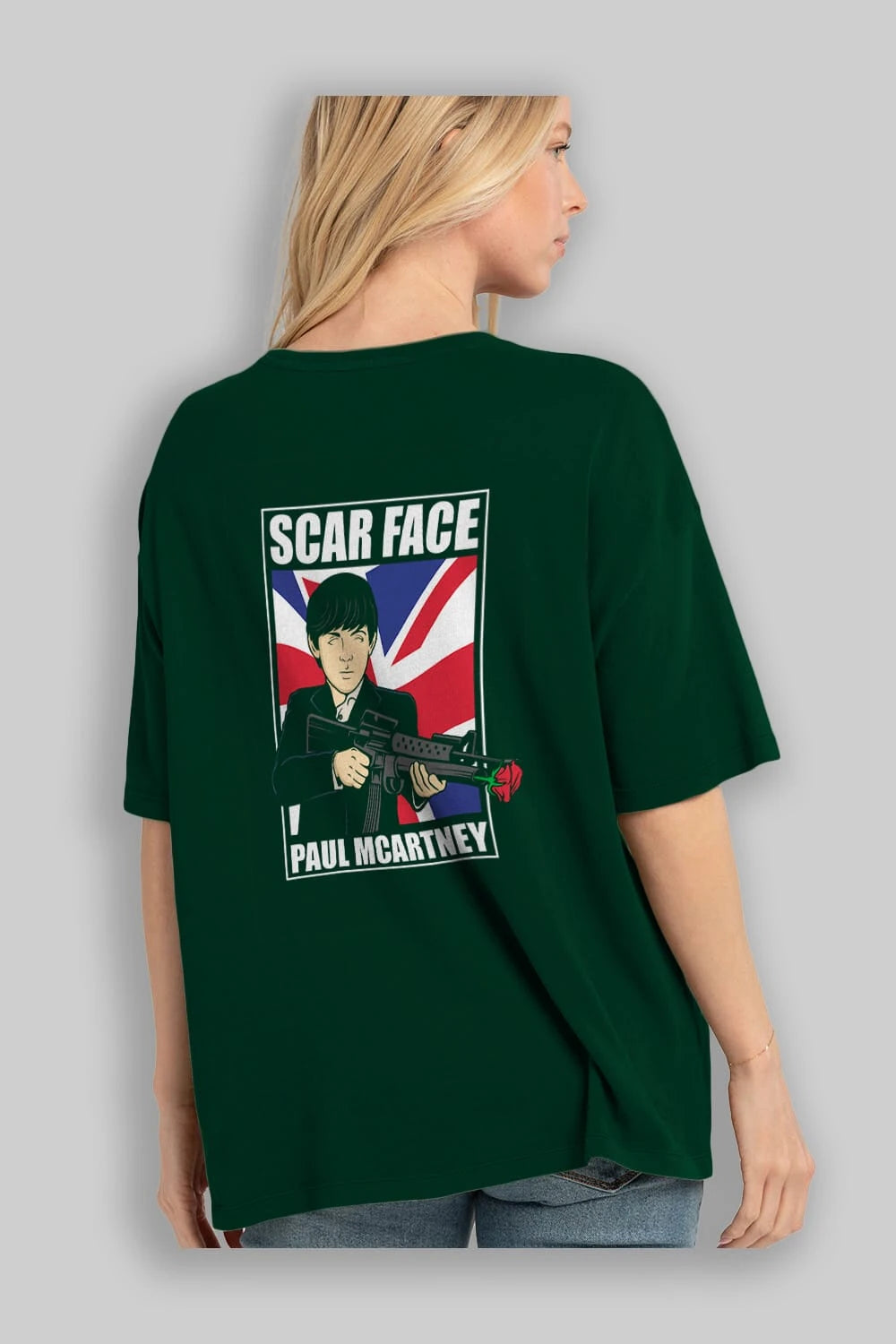Paul Mccartney Scar Face Arka Baskılı Oversize t-shirt Erkek Kadın Unisex %100 Pamuk tişort
