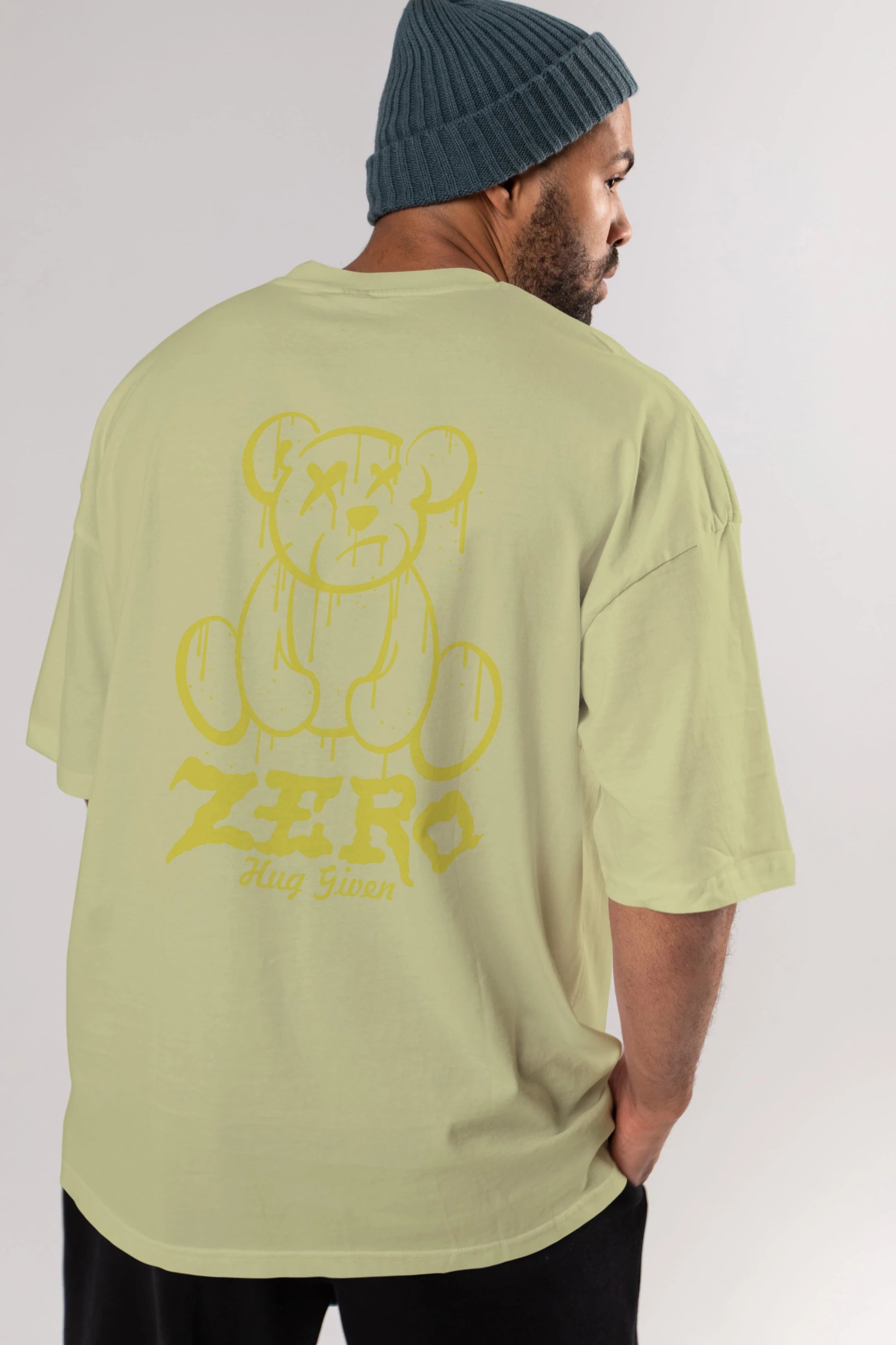 Zero Hug Given Bear Arka Baskılı Oversize t-shirt Erkek Kadın Unisex