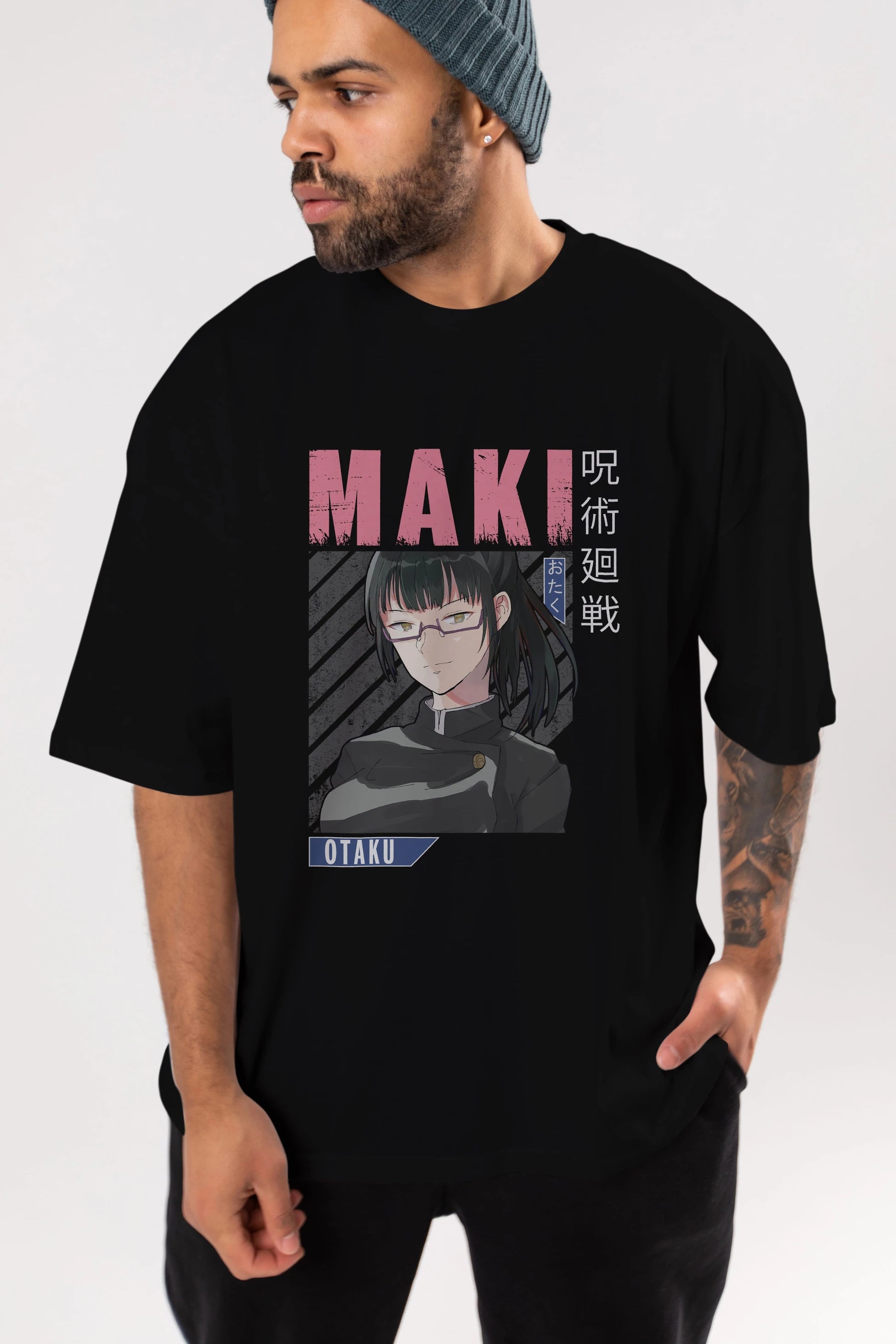 Maki Zenin CHAINSAWMAN 1 Anime Ön Baskılı Oversize t-shirt %100 pamuk Erkek Kadın Unisex
