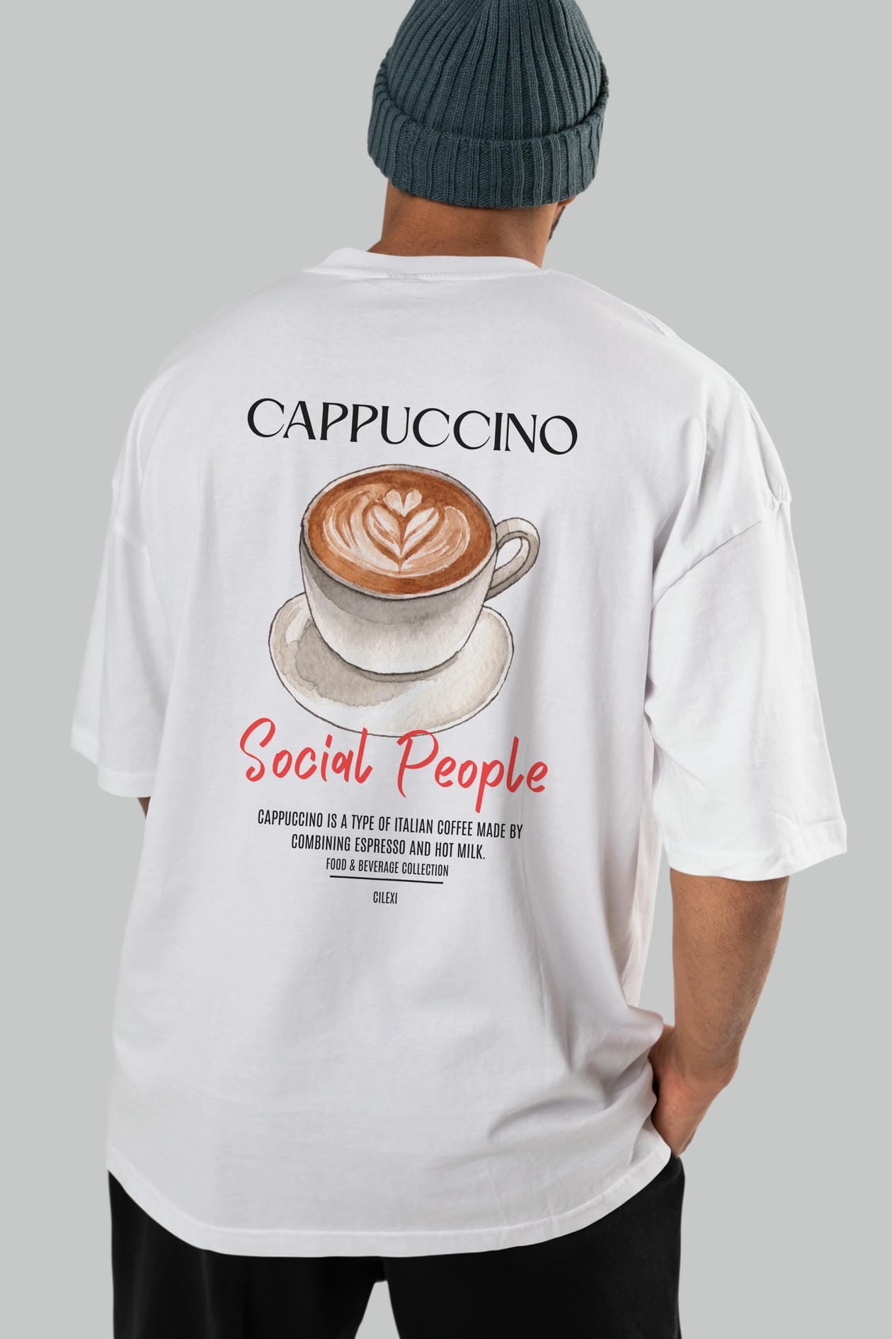 Cappuccino Kokteyl Serisi Baskılı Oversize t-shirt Erkek Kadın Unisex %100 Pamuk Bisiklet Yaka tişort