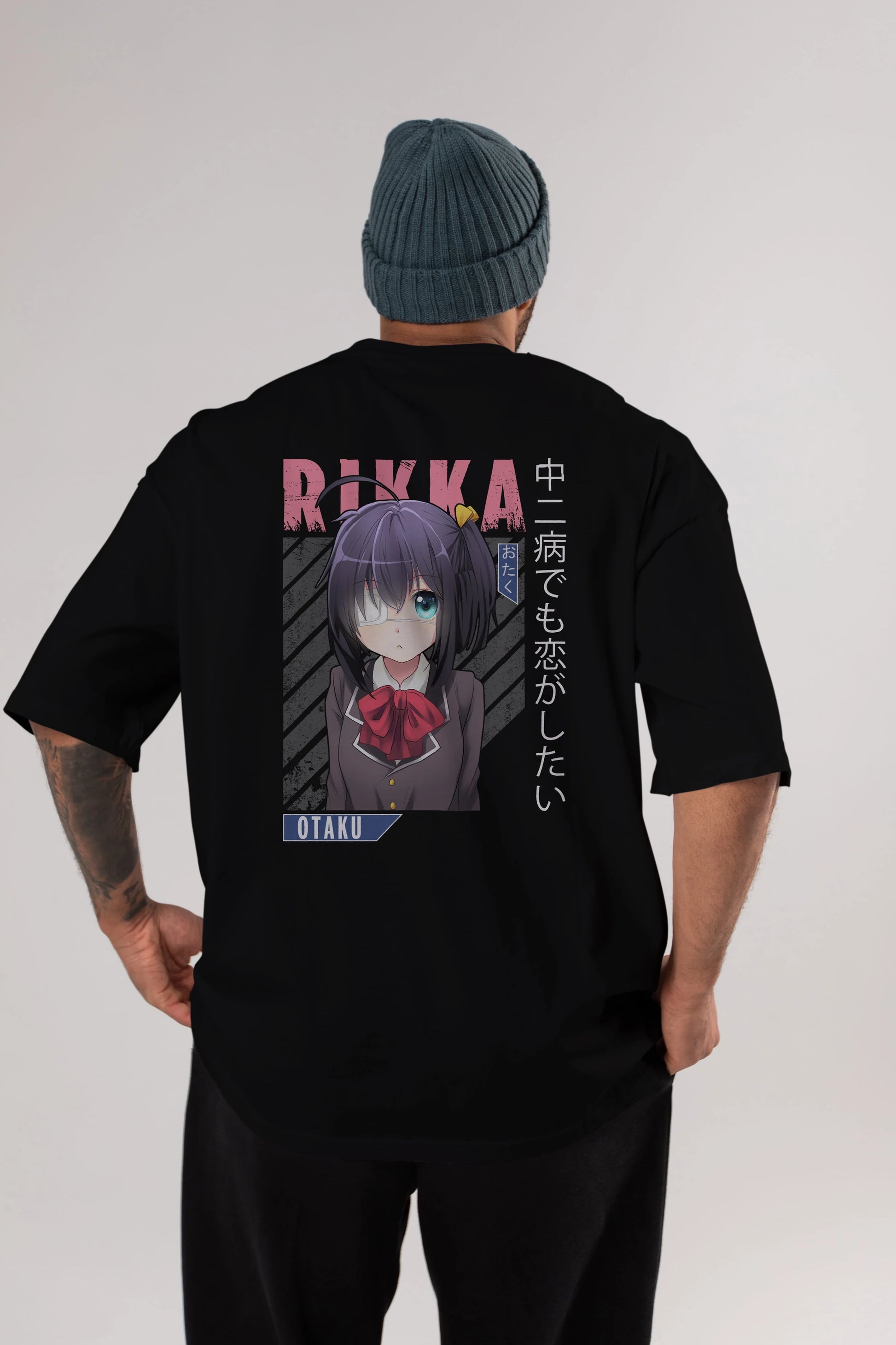Rikka Takanashi 9 Anime Arka Baskılı Oversize t-shirt Erkek Kadın Unisex