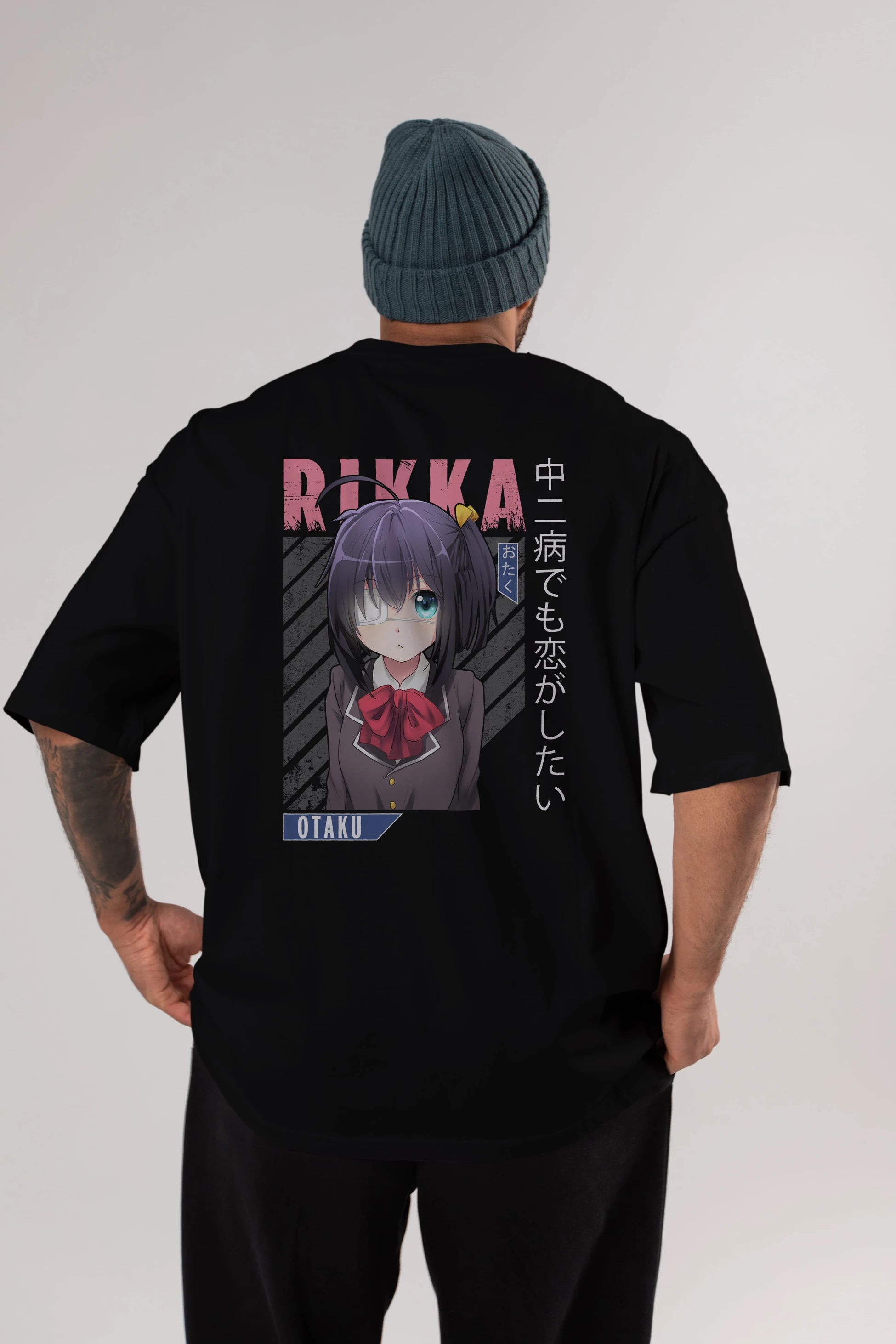Rikka Takanashi 9 Anime Arka Baskılı Oversize t-shirt Erkek Kadın Unisex