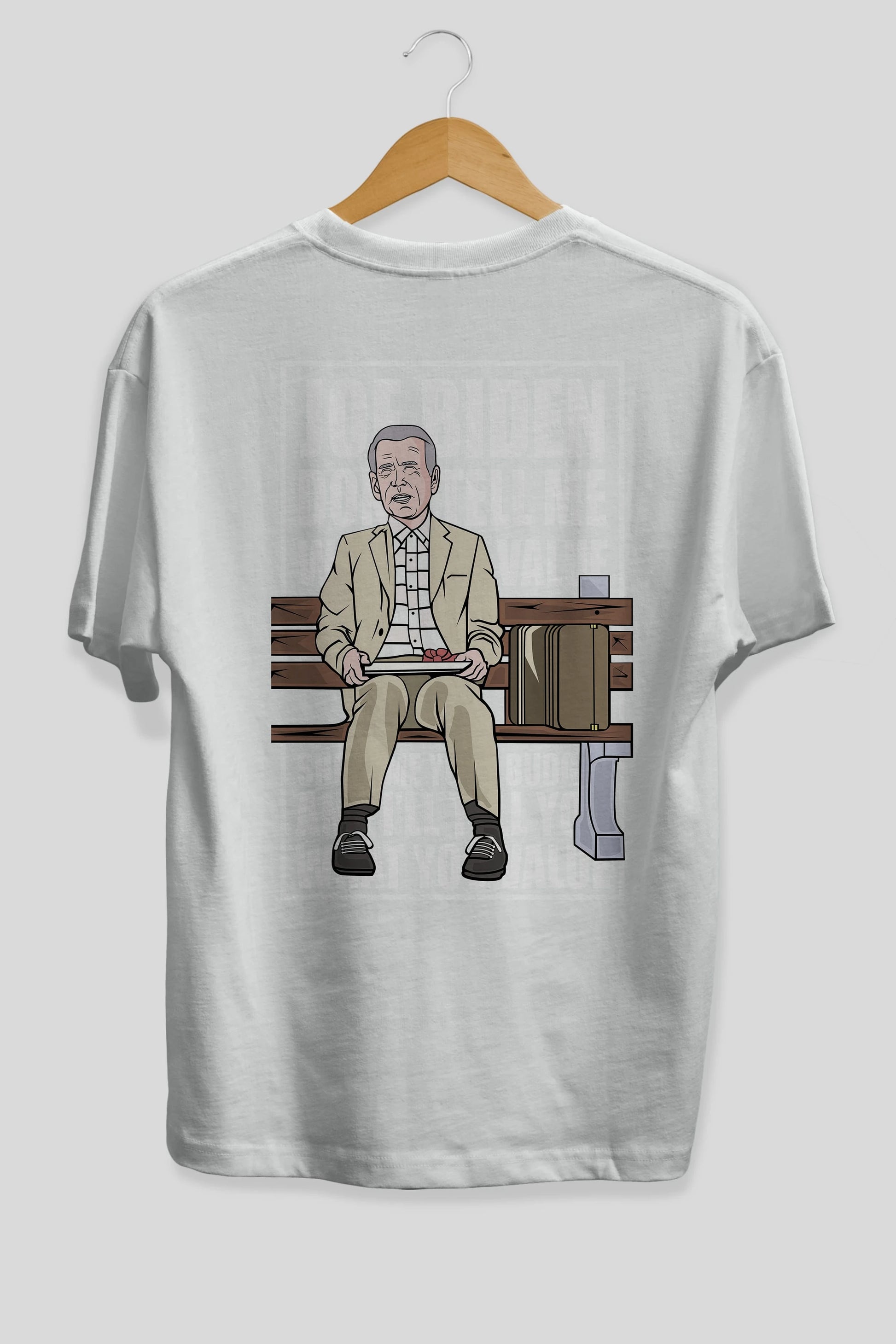 Joe Biden Forest Gump Arka Baskılı Oversize t-shirt Erkek Kadın Unisex %100 Pamuk tişort