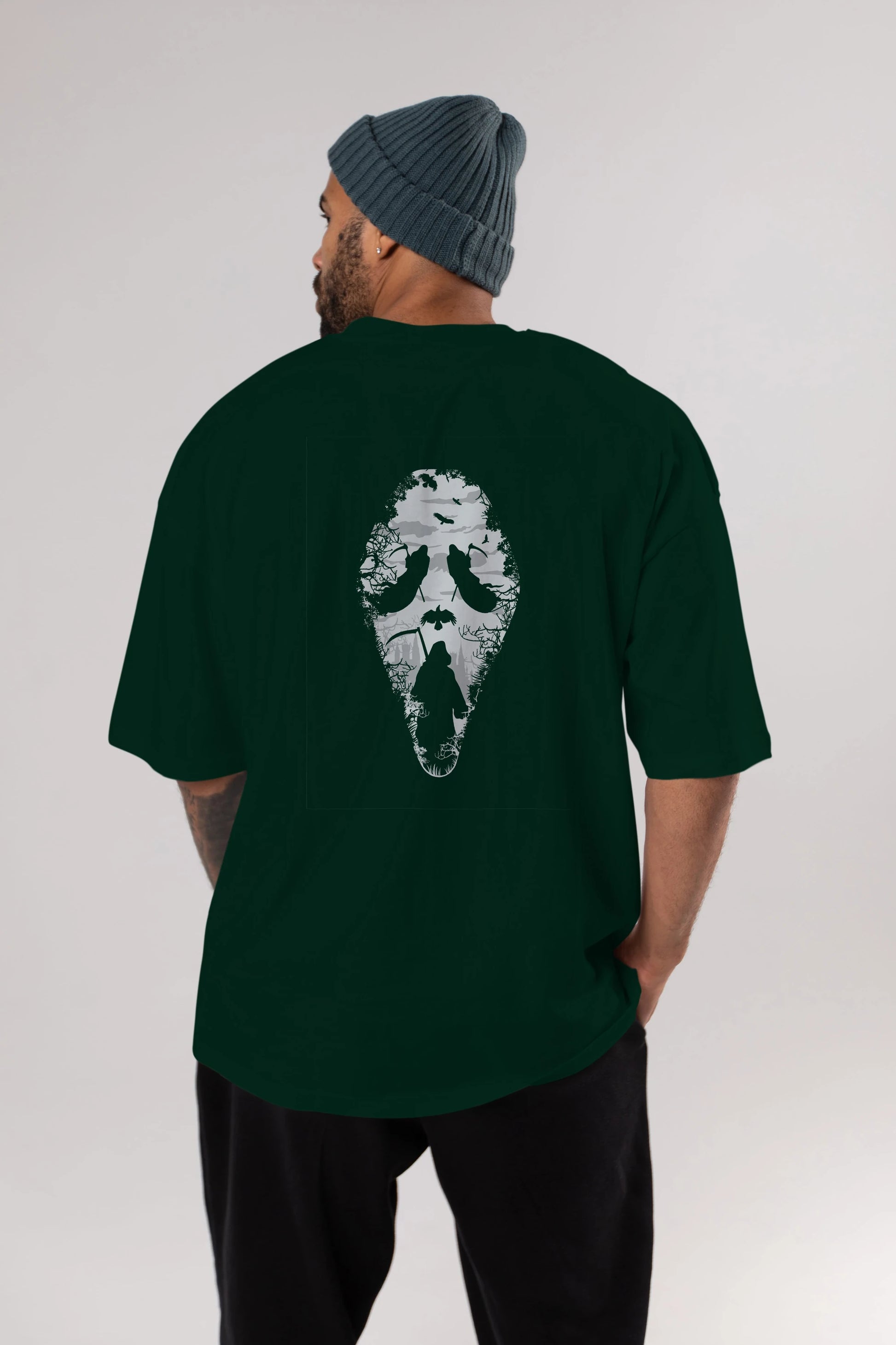 Reaper Scream Arka Baskılı Oversize t-shirt %100 pamuk Erkek Kadın Unisex