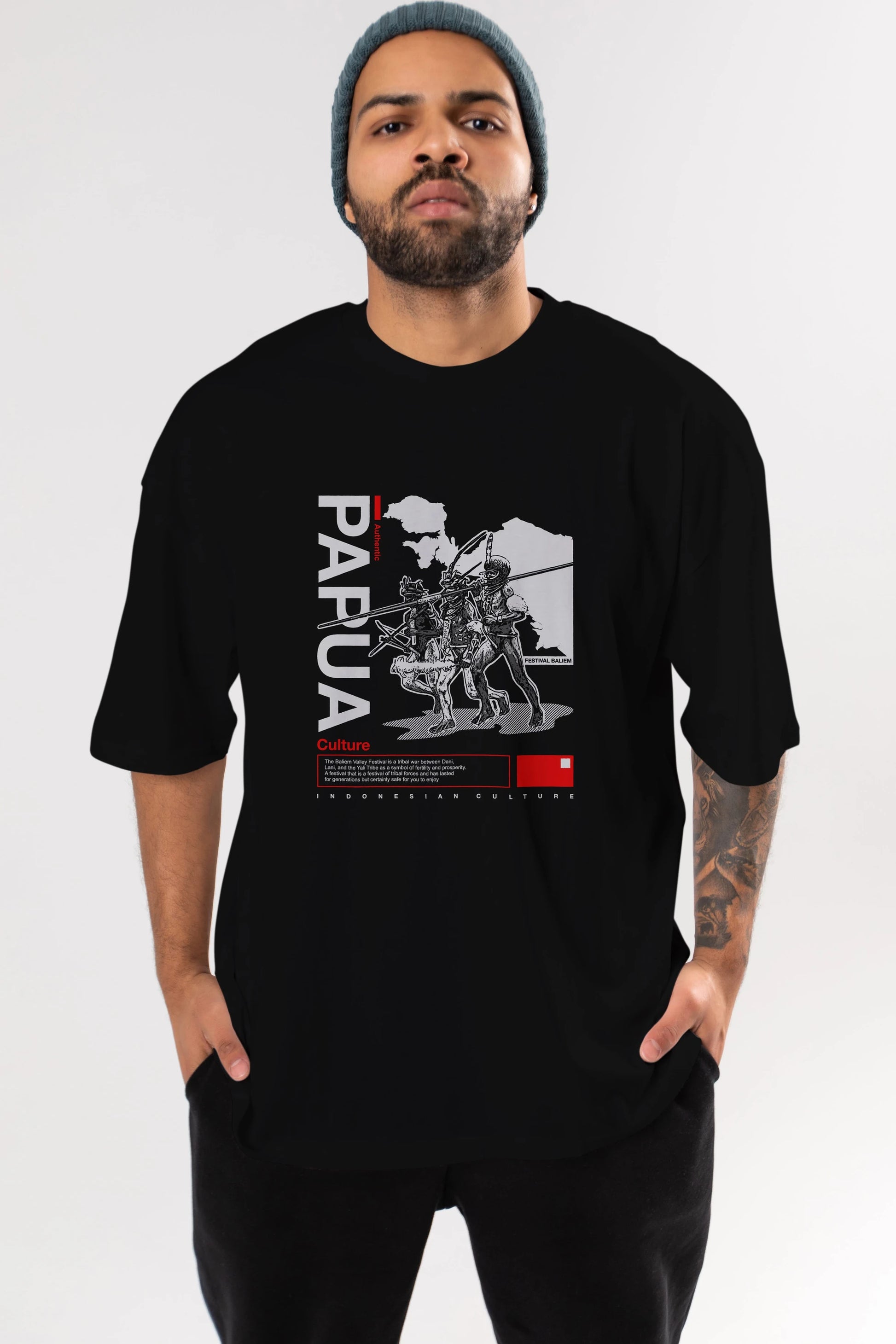 Papua Culture Ön Baskılı Oversize t-shirt Erkek Kadın Unisex
