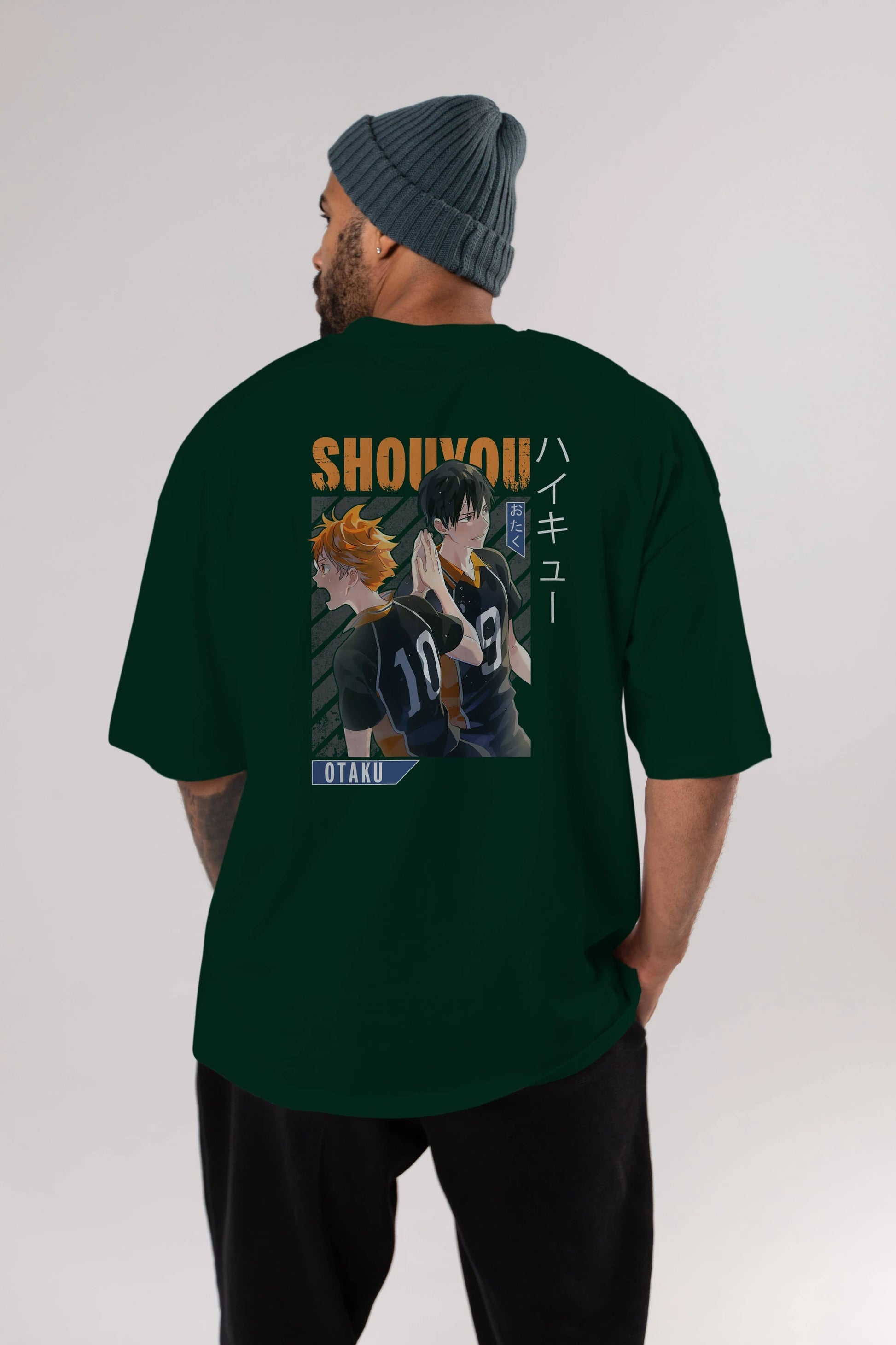Shouyou Hinata 12 Anime Arka Baskılı Oversize t-shirt Erkek Kadın Unisex
