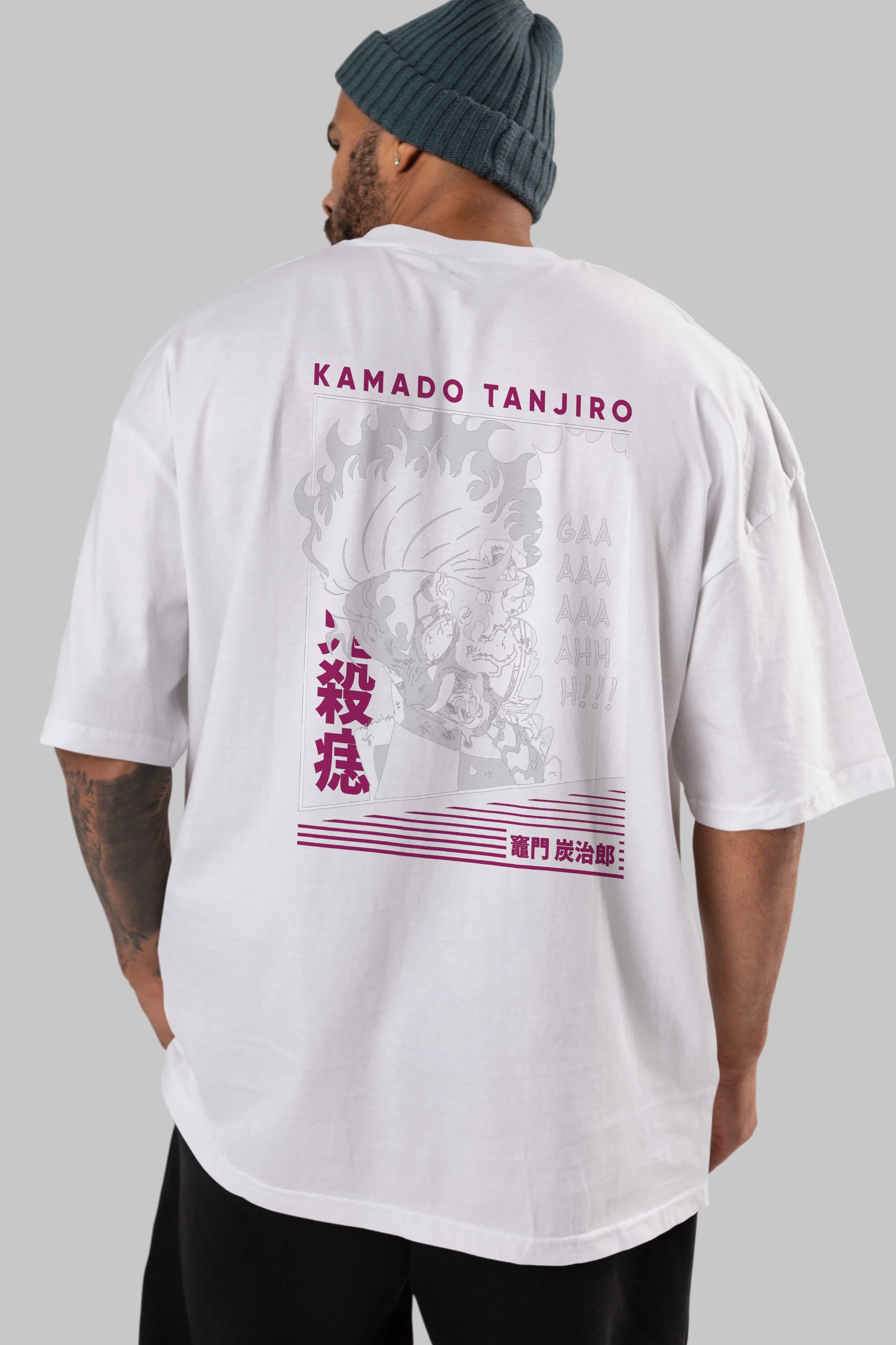 TANJIRO KAMADO 3 Anime Arka Baskılı Oversize t-shirt Erkek Kadın Unisex