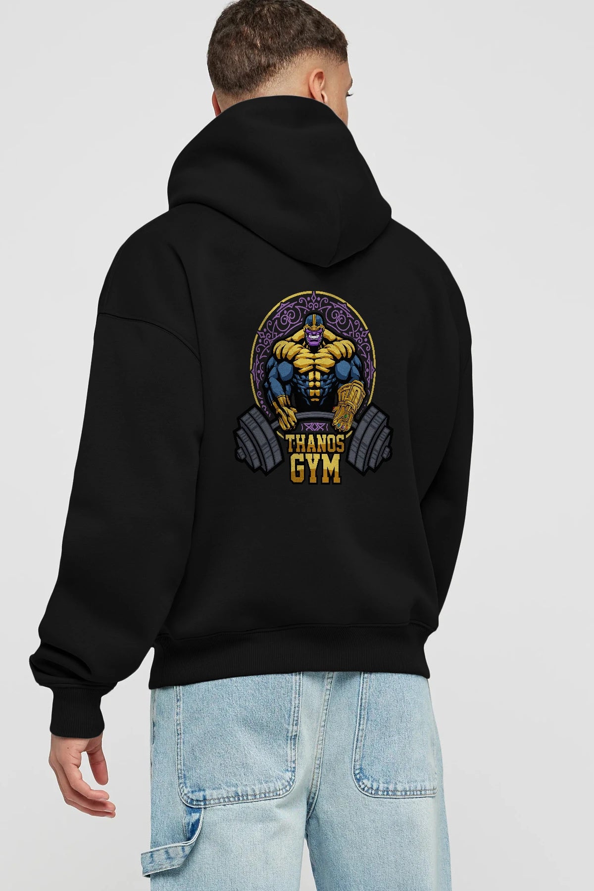 Thanos GYM Arka Baskılı Hoodie Oversize Kapüşonlu Sweatshirt Erkek Kadın Unisex