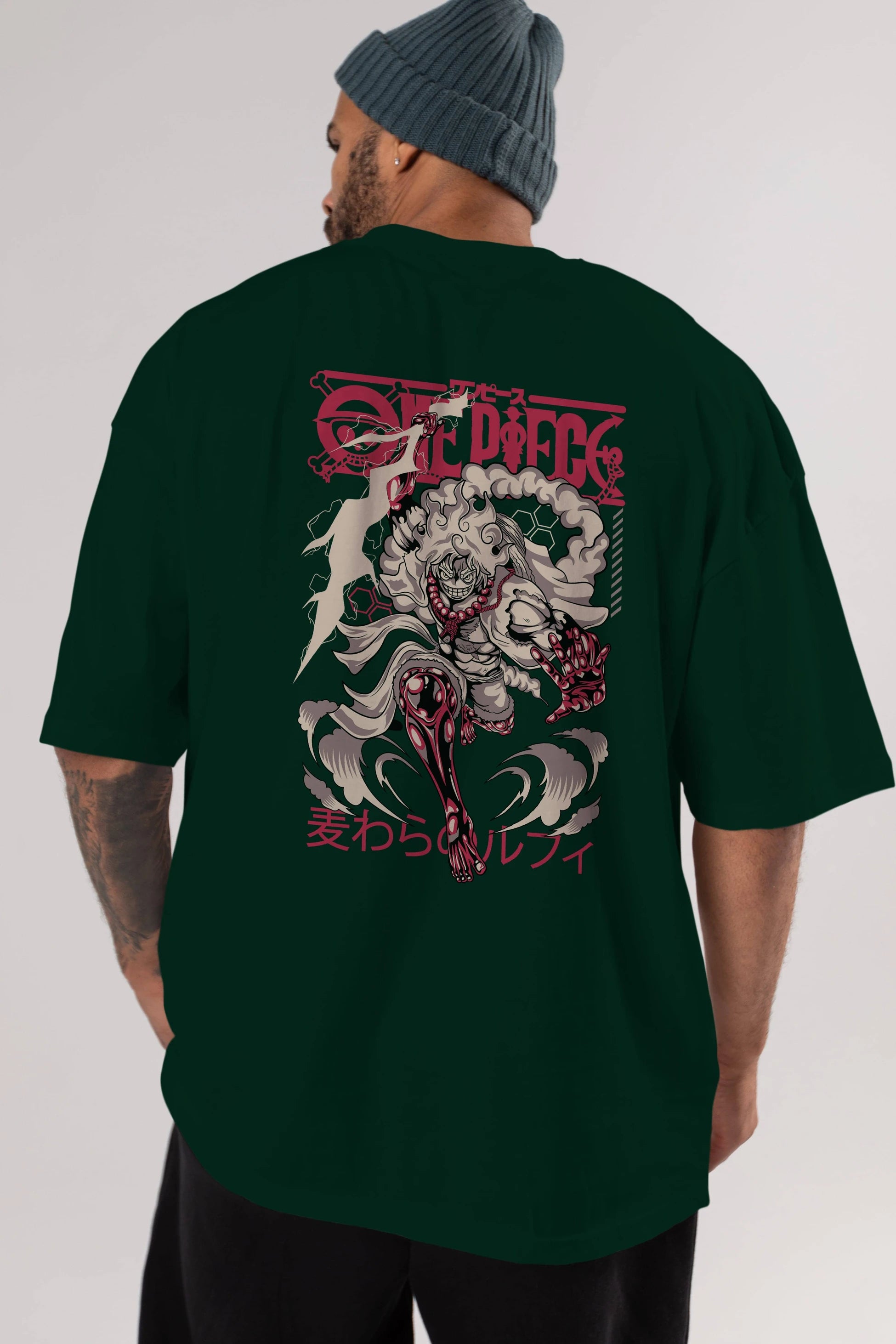 MONKEY D. LUFF-ONE PIECE 1 Anime Arka Baskılı Oversize t-shirt Erkek Kadın Unisex