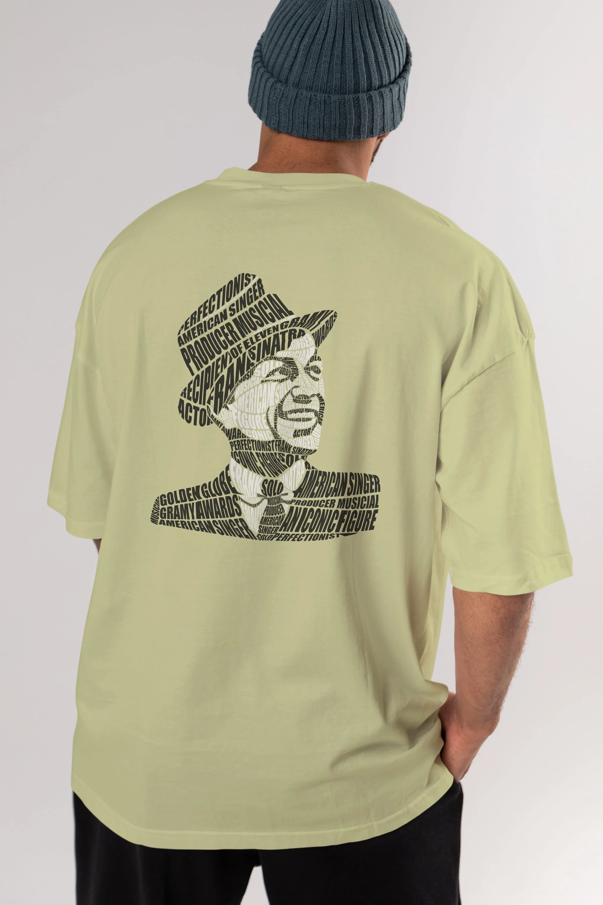 Frank Sinatra Calligram Arka Baskılı Oversize t-shirt %100 pamuk Erkek Kadın Unisex