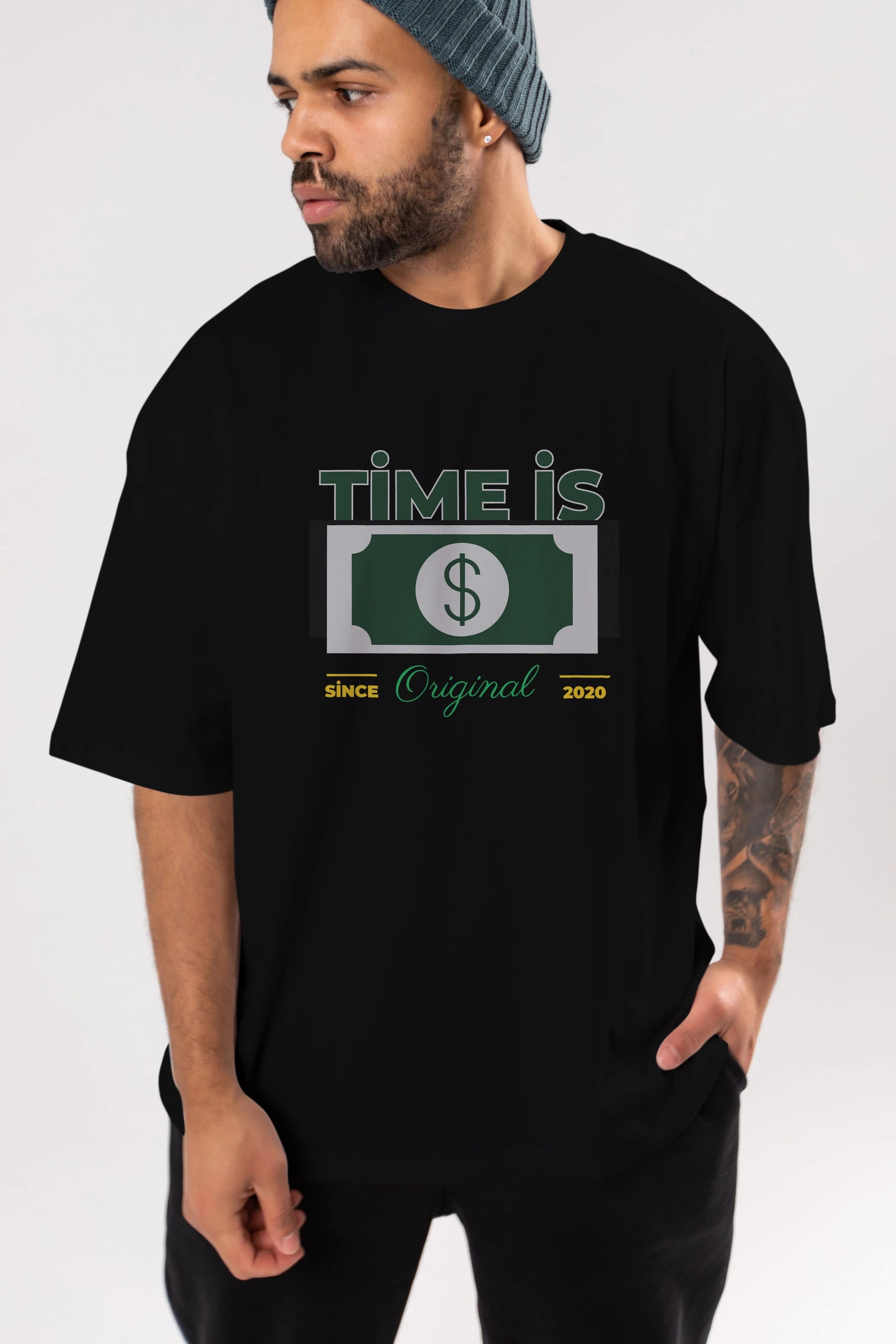 Time is Original Ön Baskılı Oversize t-shirt Erkek Kadın Unisex