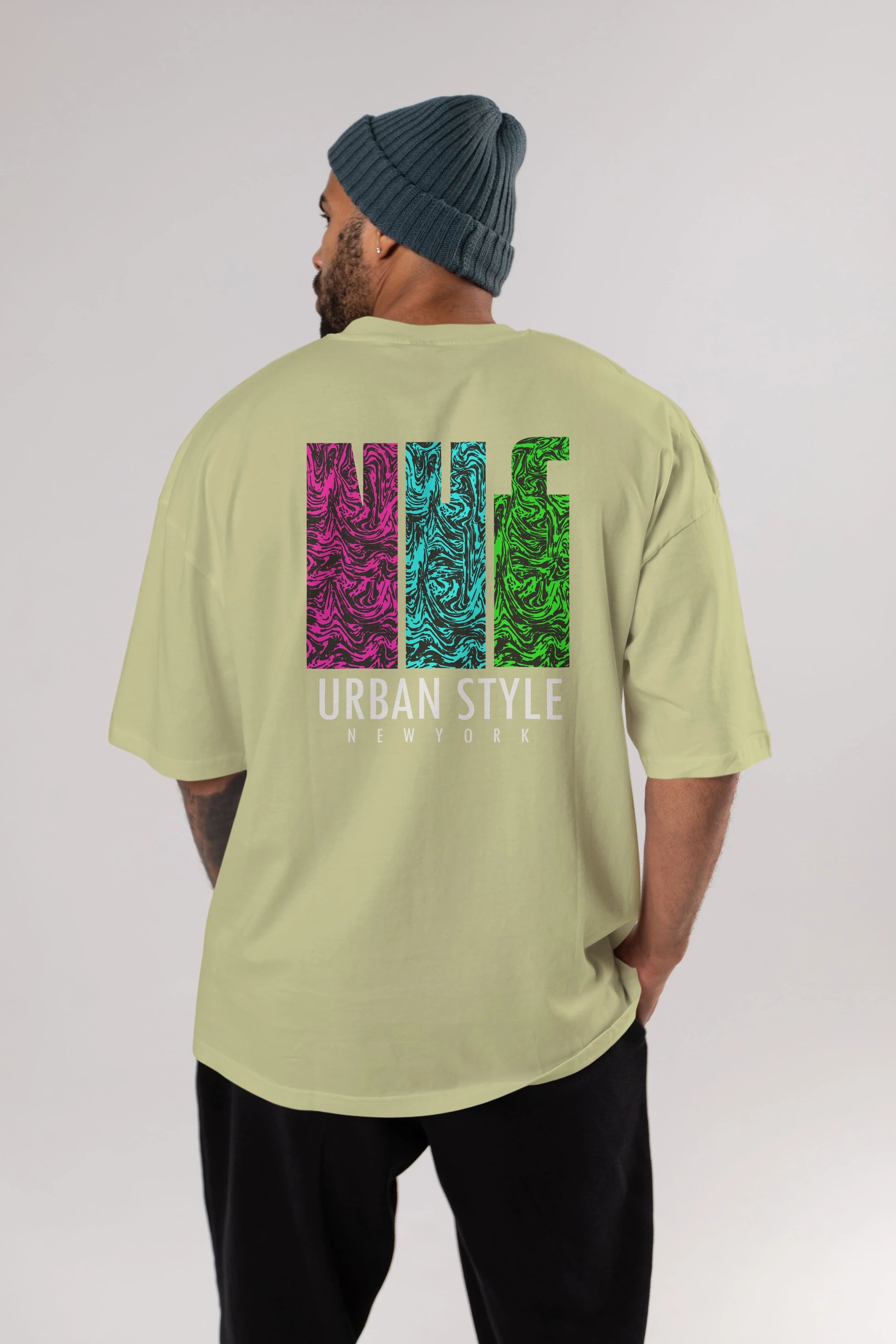 Urban Style Newyork Arka Baskılı Oversize t-shirt Erkek Kadın Unisex