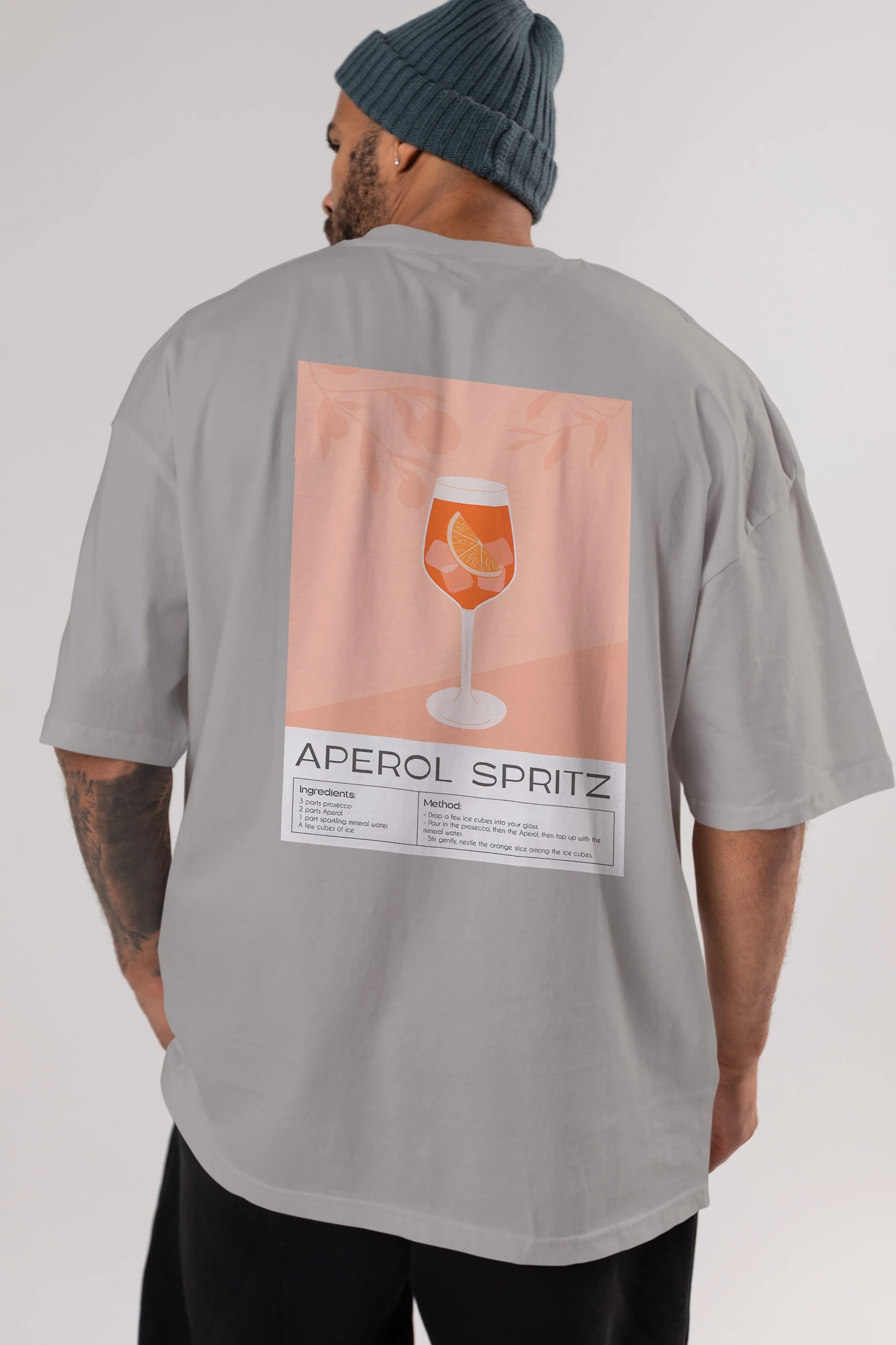 Aperol Spritz 7 Arka Baskılı Oversize t-shirt Erkek Kadın Unisex %100 Pamuk Bisiklet Yaka tişort