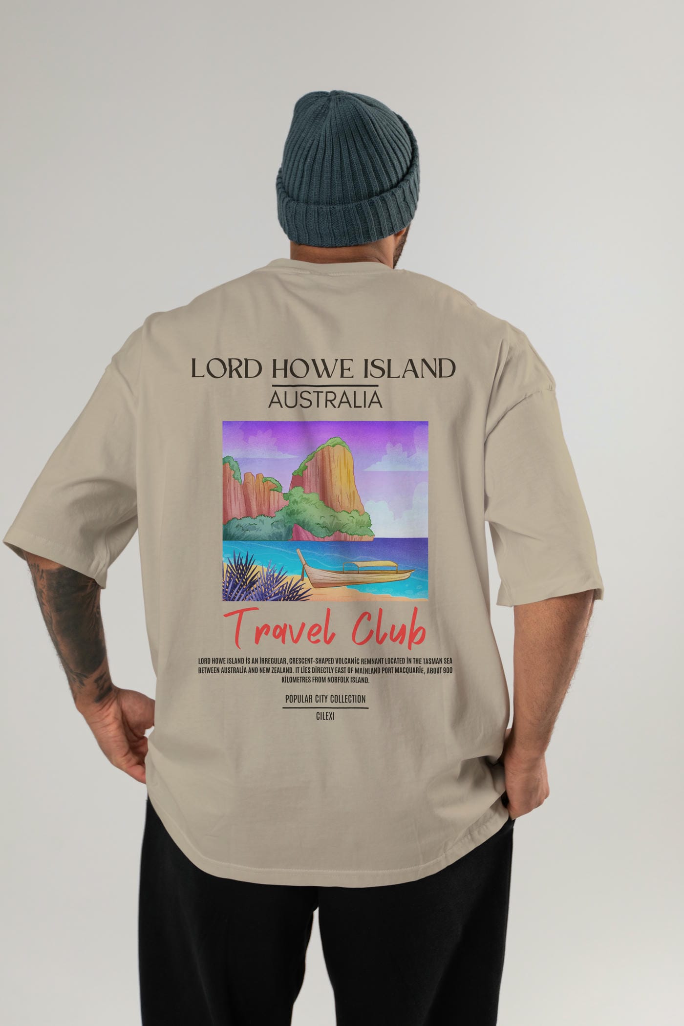 Lord Howe İsland Australia Arka Baskılı Oversize t-shirt Erkek Kadın Pamuk Bisiklet Yaka tişort