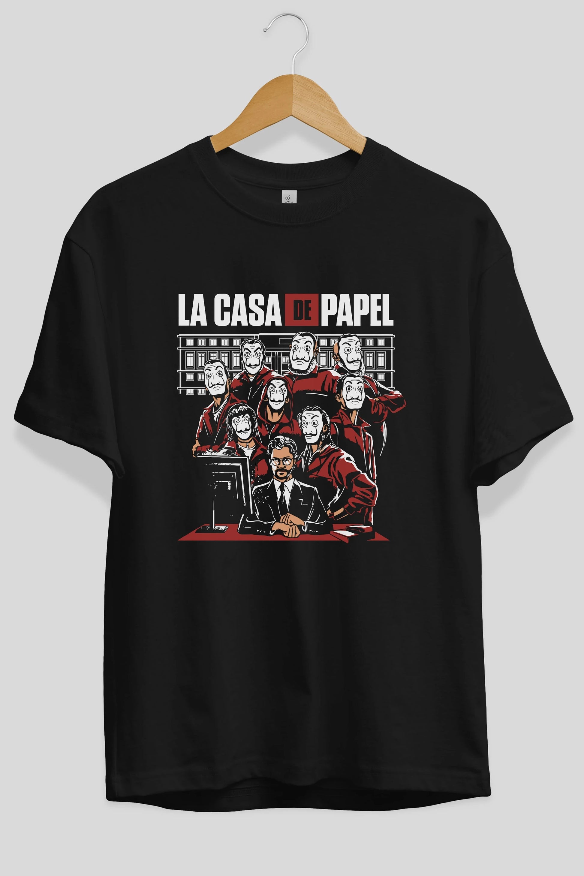 La Casa De Papel (5) Ön Baskılı Oversize t-shirt Erkek Kadın Unisex %100 Pamuk Bisiklet Yaka tişort