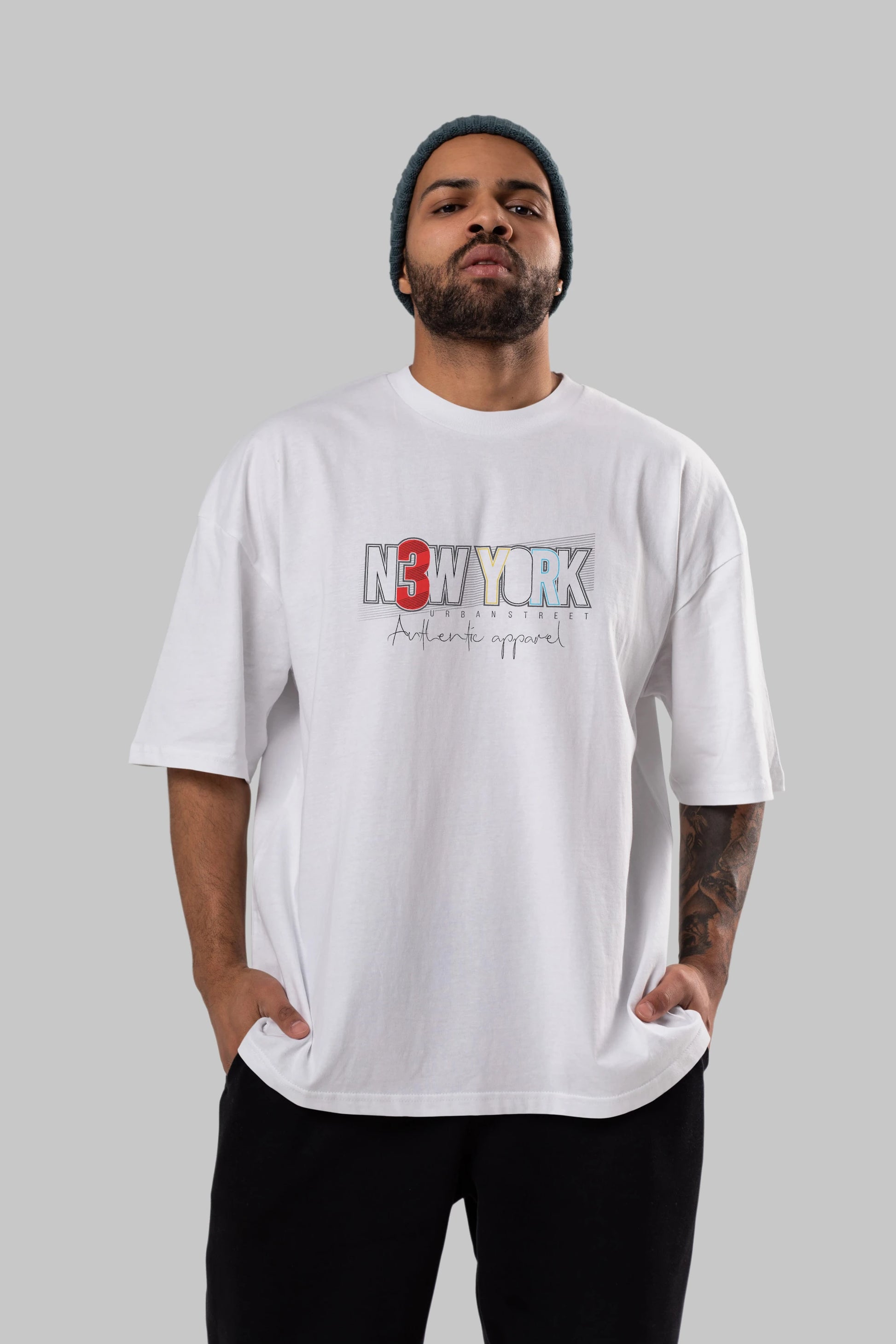 New York Ön Baskılı Oversize t-shirt Erkek Kadın Unisex