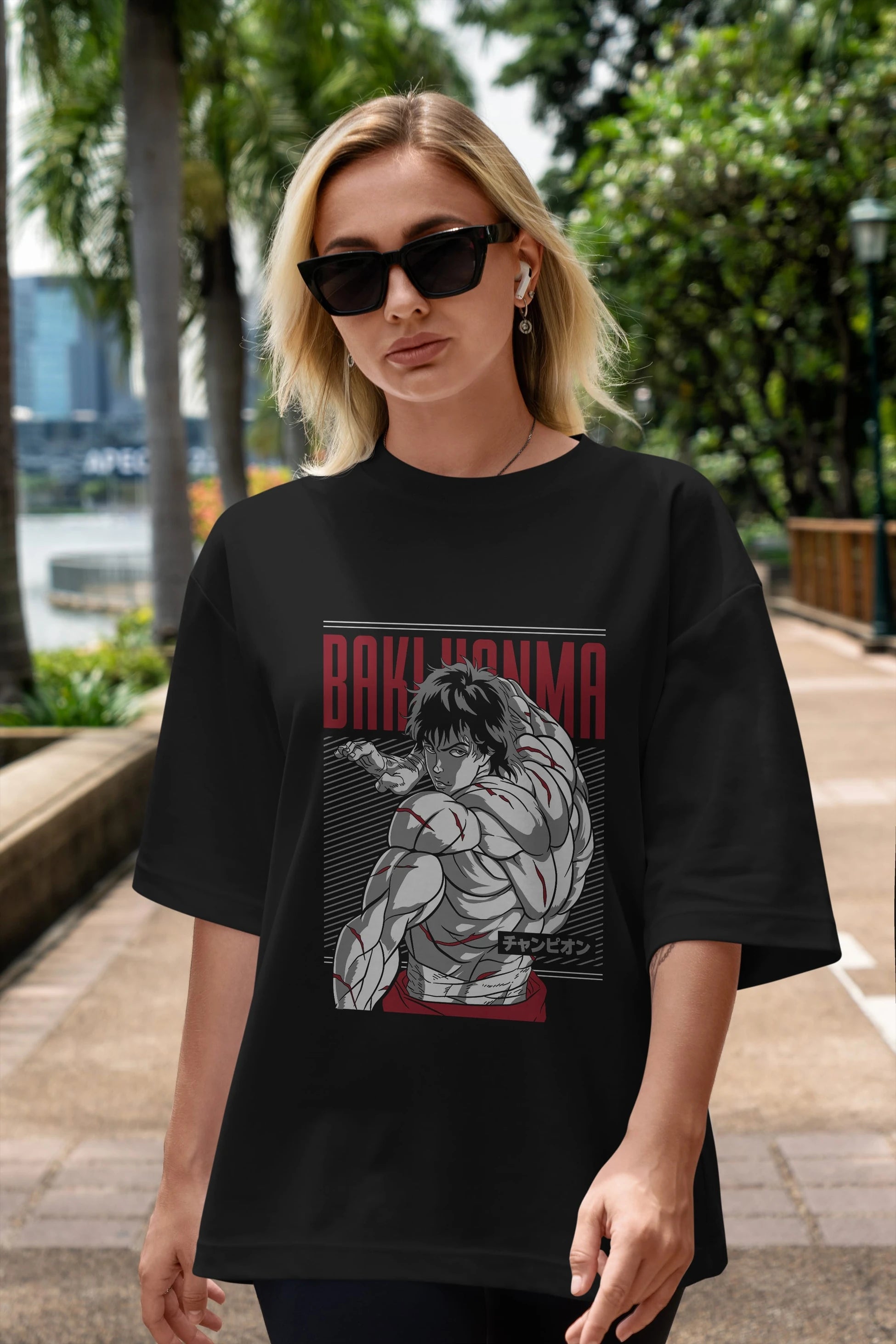 BAKI HANMA Anime Ön Baskılı Oversize t-shirt %100 pamuk Erkek Kadın Unisex