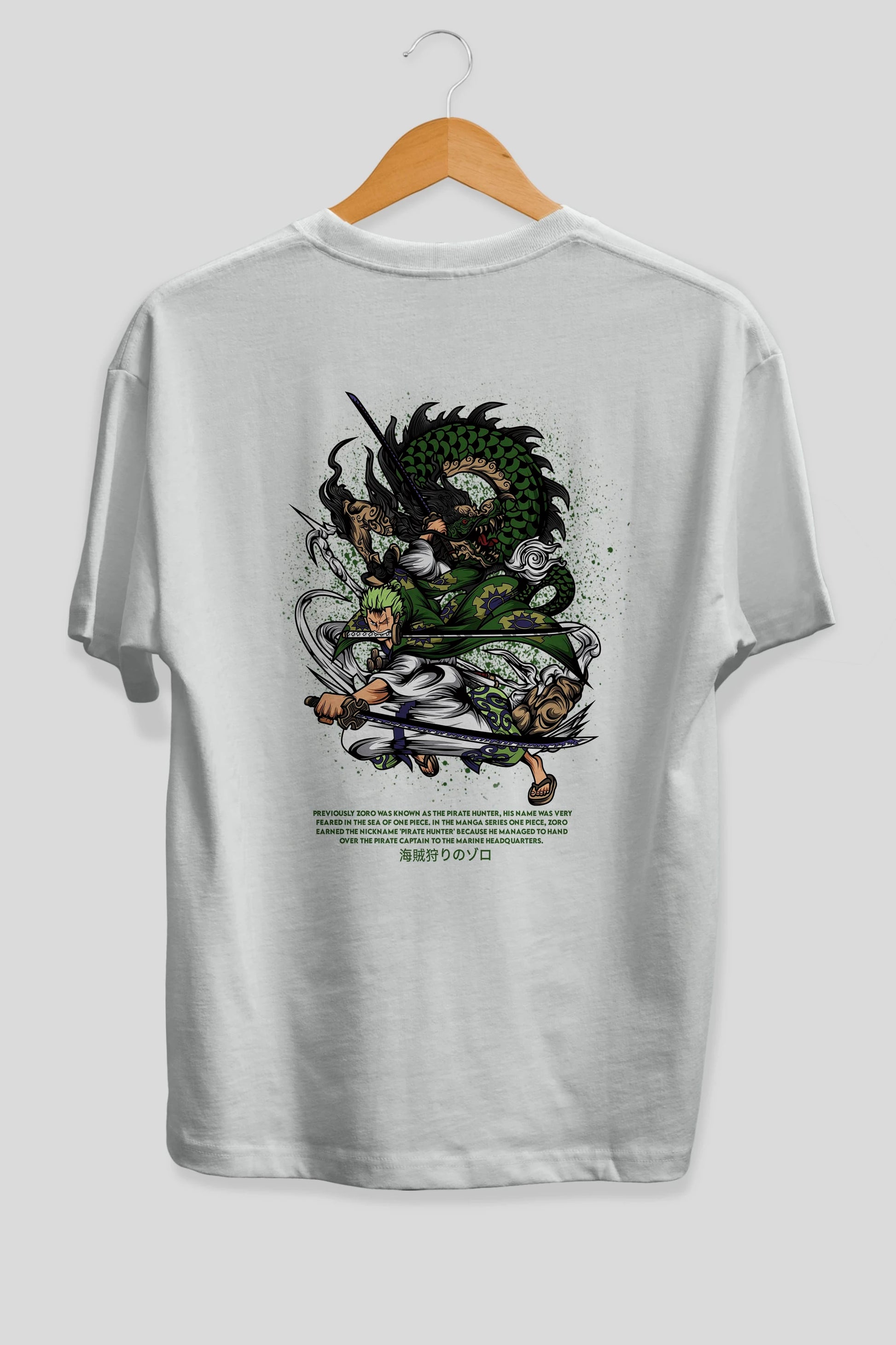 Zoro-ONE PIECE Anime Arka Baskılı Oversize t-shirt Erkek Kadın Unisex