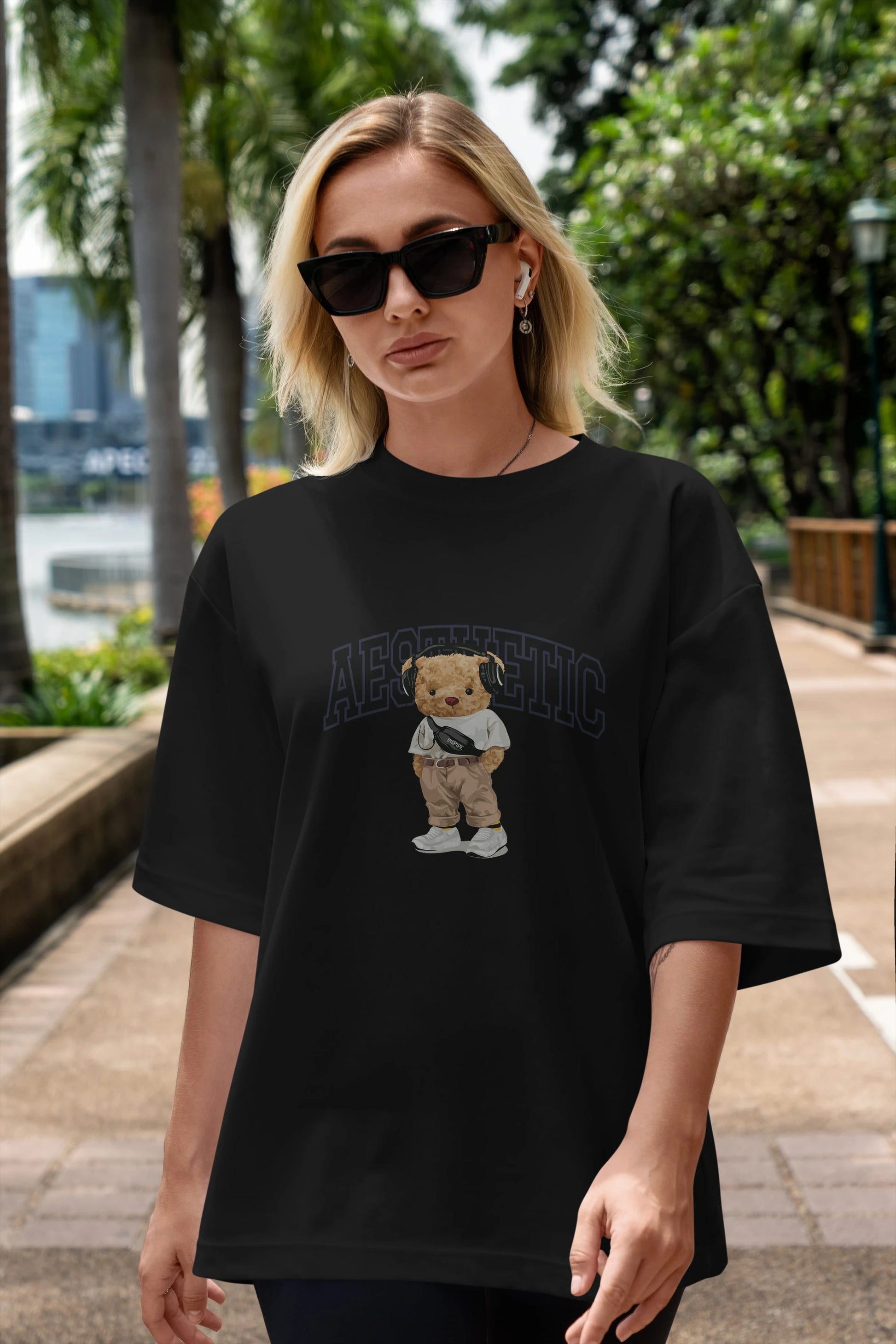 Teddy Bear Aesthetıc Ön Baskılı Oversize t-shirt Erkek Kadın Unisex %100 Pamuk