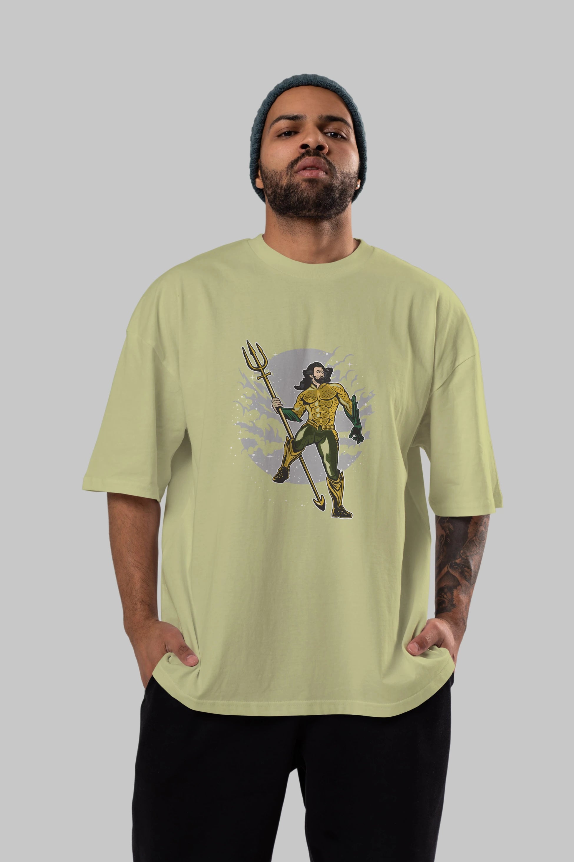 AQUAMAN Ön Baskılı Oversize t-shirt Erkek Kadın Unisex %100 Pamuk tişort