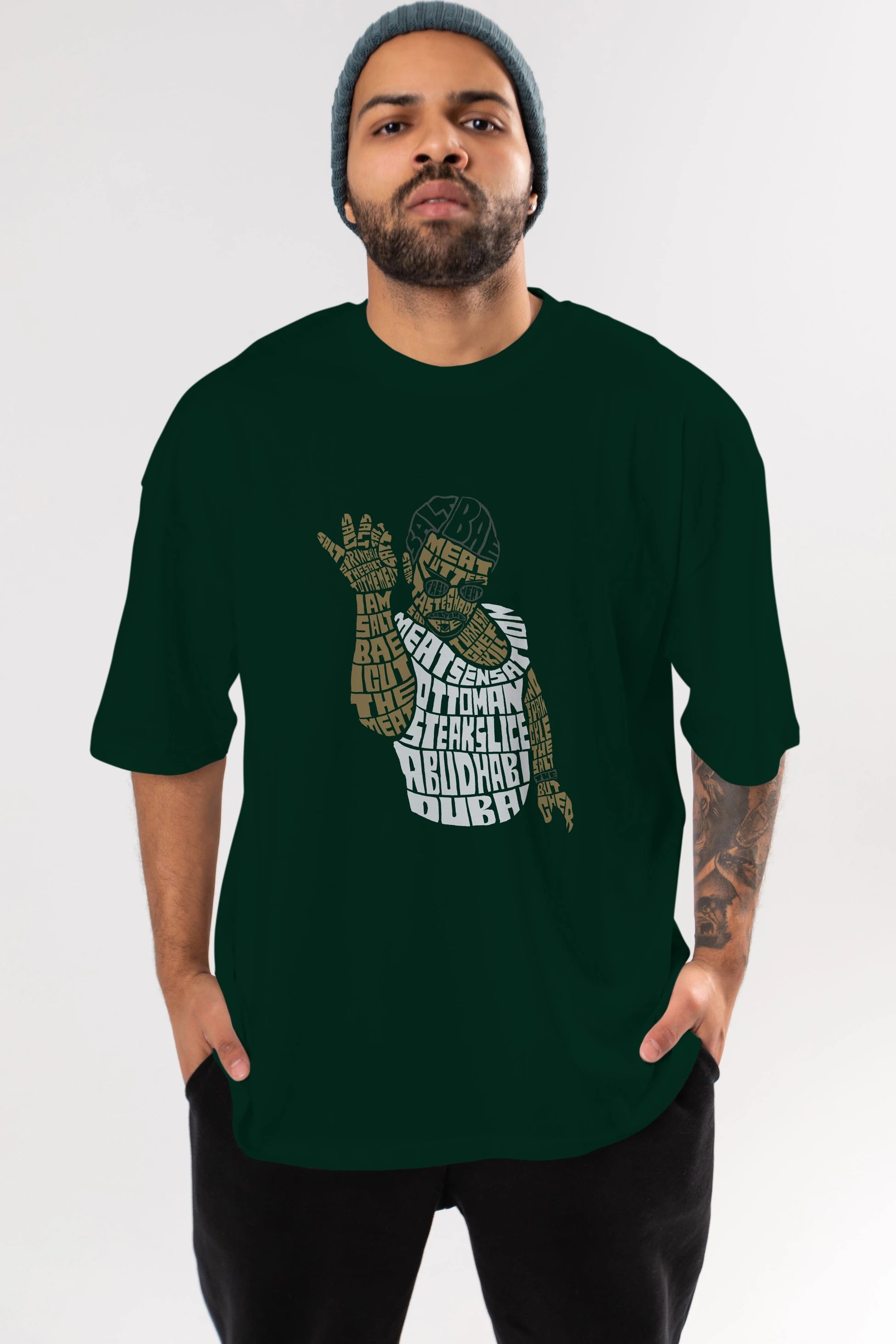 Salt Bae Ön Baskılı Oversize t-shirt %100 pamuk Erkek Kadın Unisex