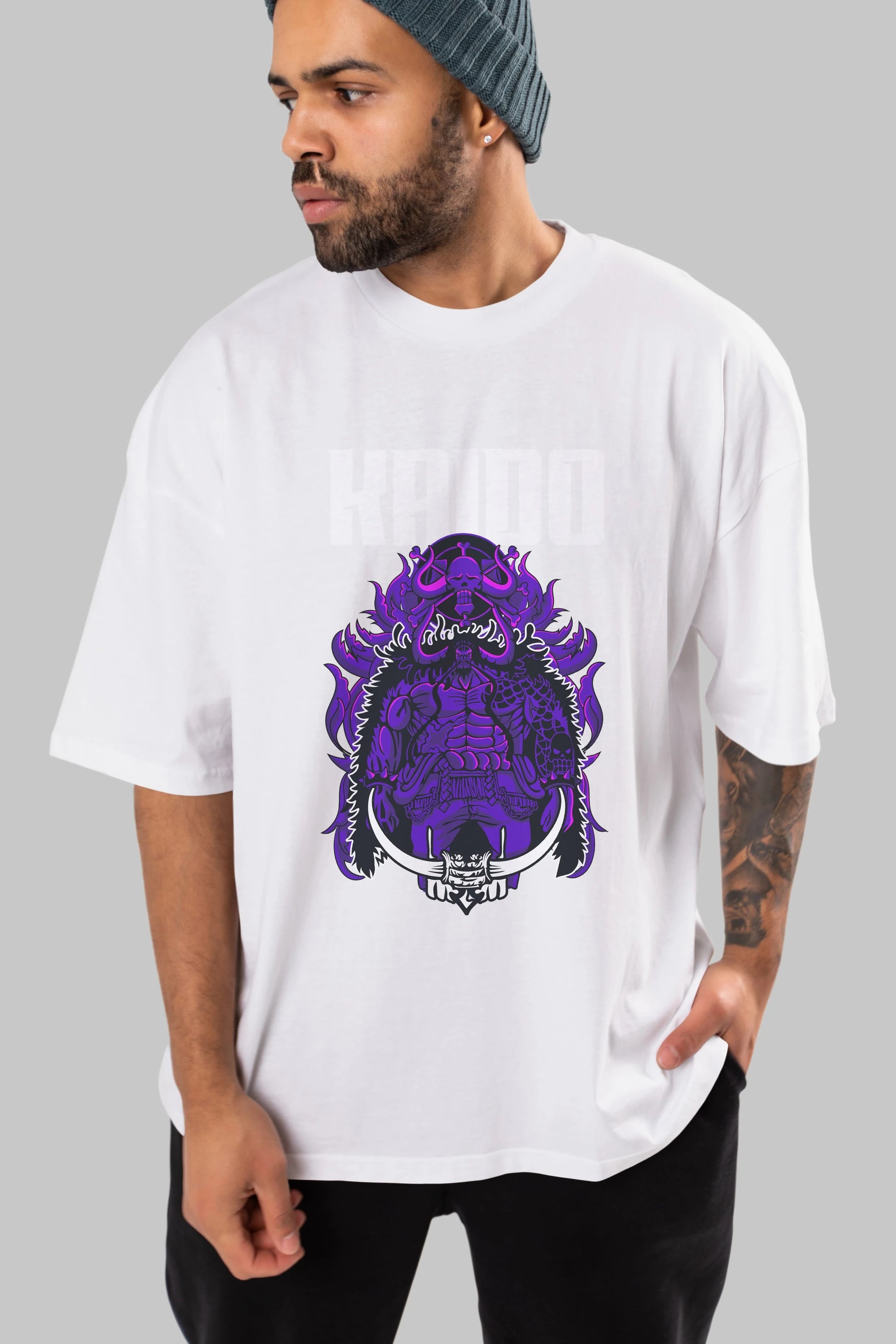 Kaido Anime Ön Baskılı Oversize t-shirt Erkek Kadın Unisex