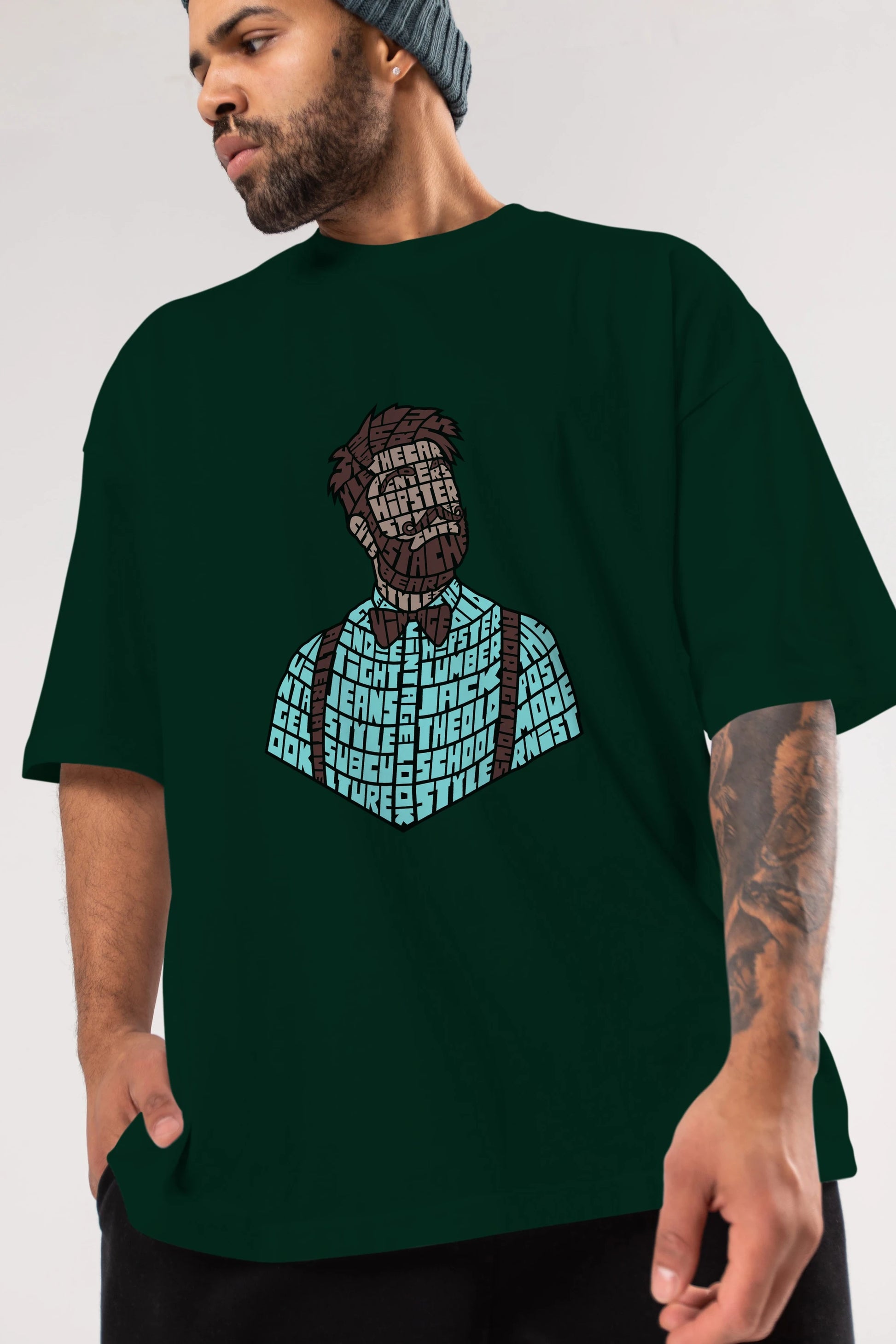 Hipster (2) Ön Baskılı Oversize t-shirt %100 pamuk Erkek Kadın Unisex