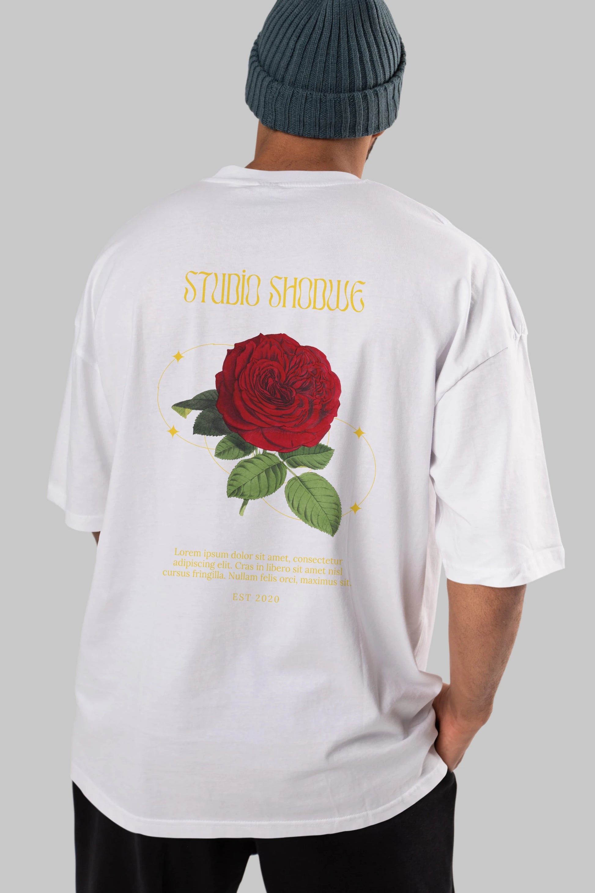 Studio Shodwe Rose Arka Baskılı Oversize t-shirt Erkek Kadın Unisex