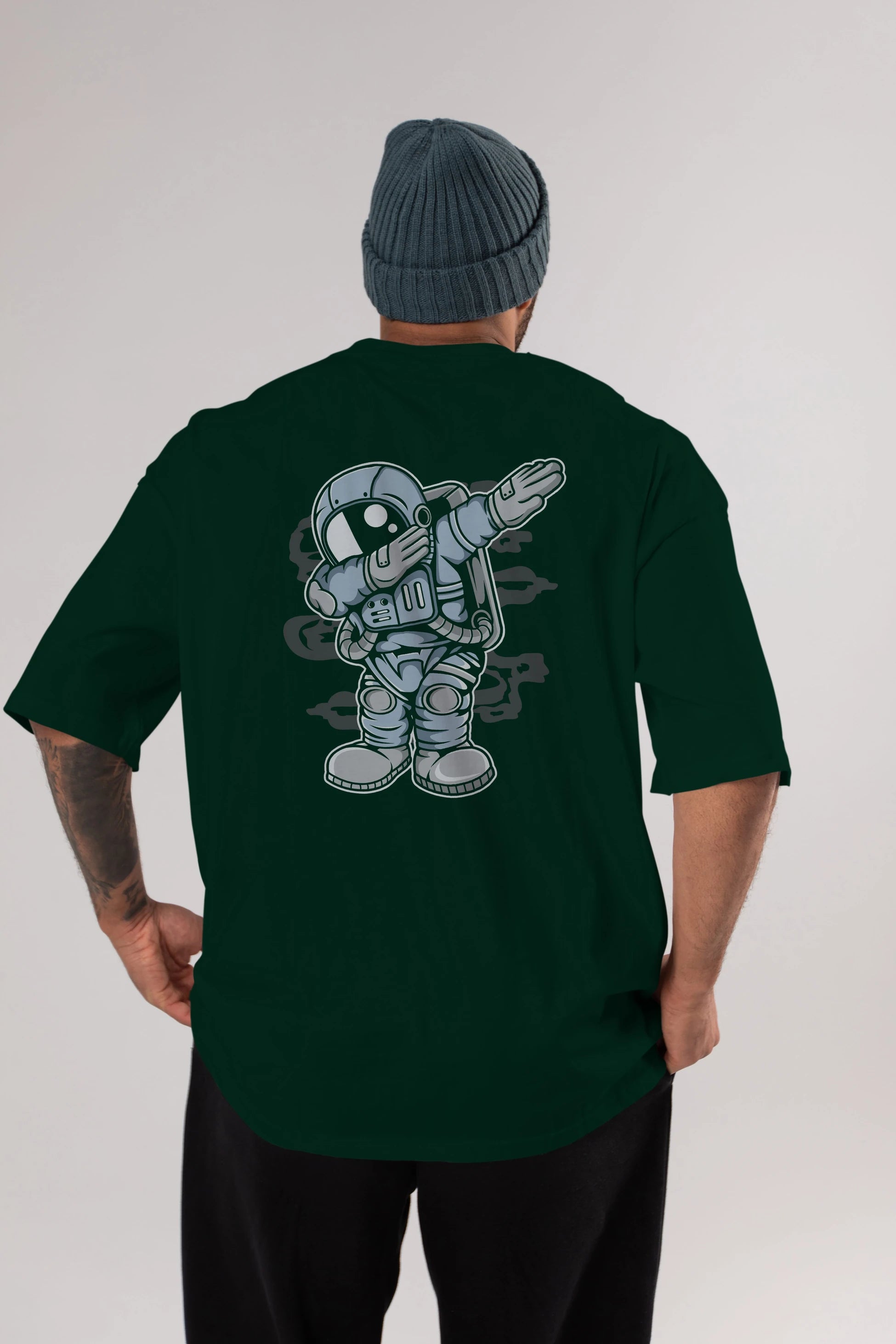 Astronaut Dab Arka Baskılı Oversize t-shirt Erkek Kadın Unisex