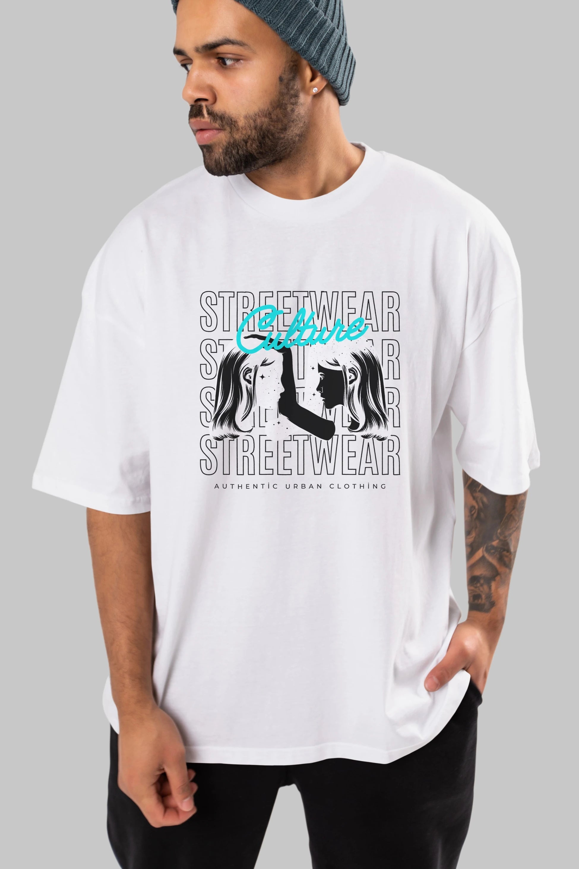 Culture Streetwear Yazılı Ön Baskılı Oversize t-shirt Erkek Kadın Unisex