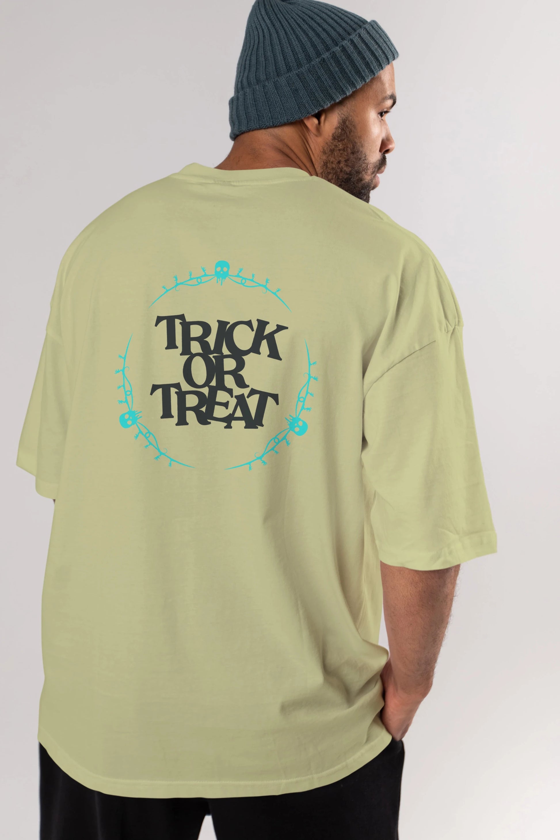 Trick or Treat Yazılı Arka Baskılı Oversize t-shirt Erkek Kadın Unisex