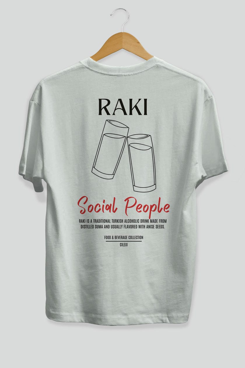 Rakı Kokteyl Serisi Baskılı Oversize t-shirt Erkek Kadın Unisex %100 Pamuk Bisiklet Yaka tişort