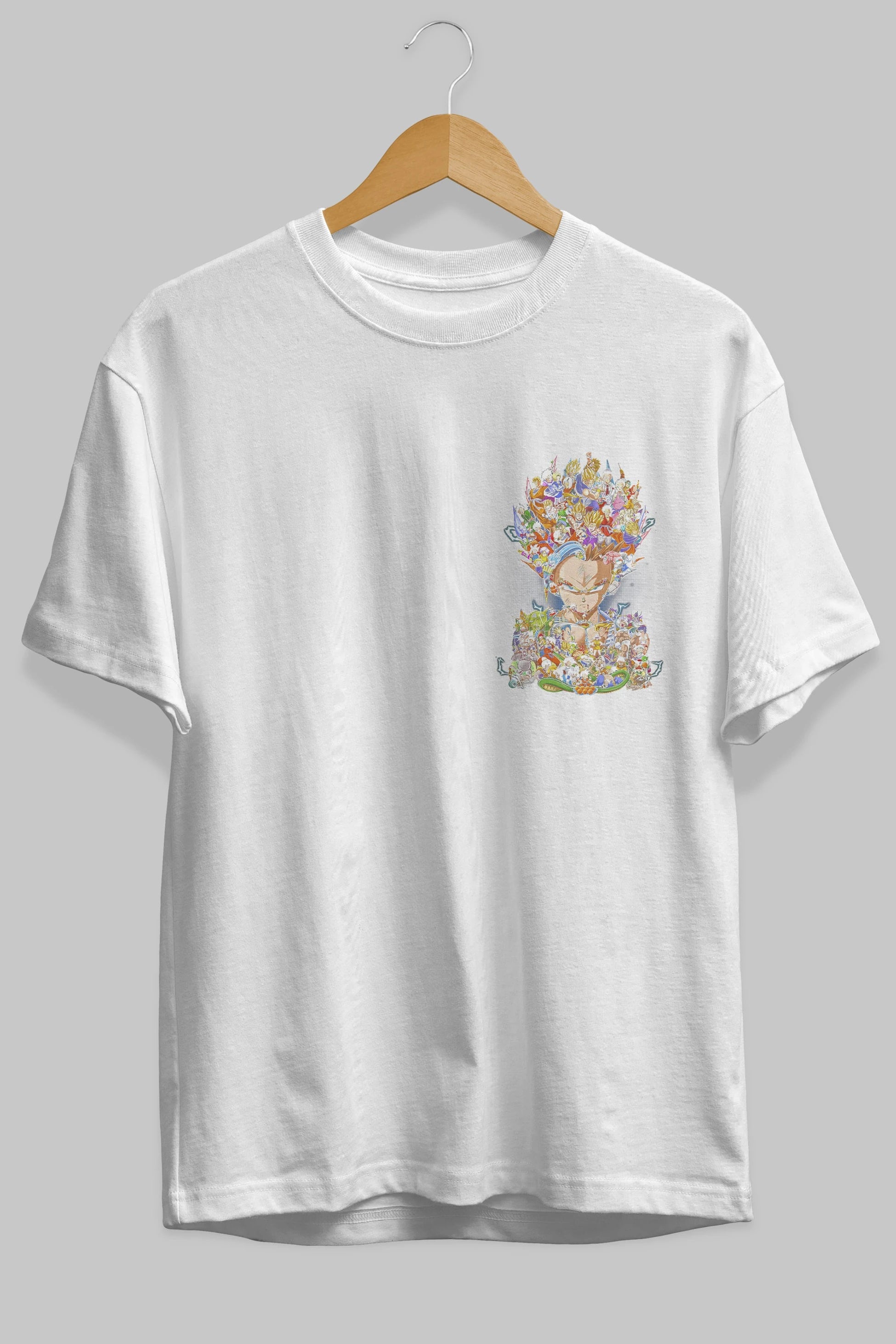 DRAGON BALL ART (2) Ön Sol Baskılı Oversize t-shirt Erkek Kadın Unisex %100 Pamuk Bisiklet Yaka tişort