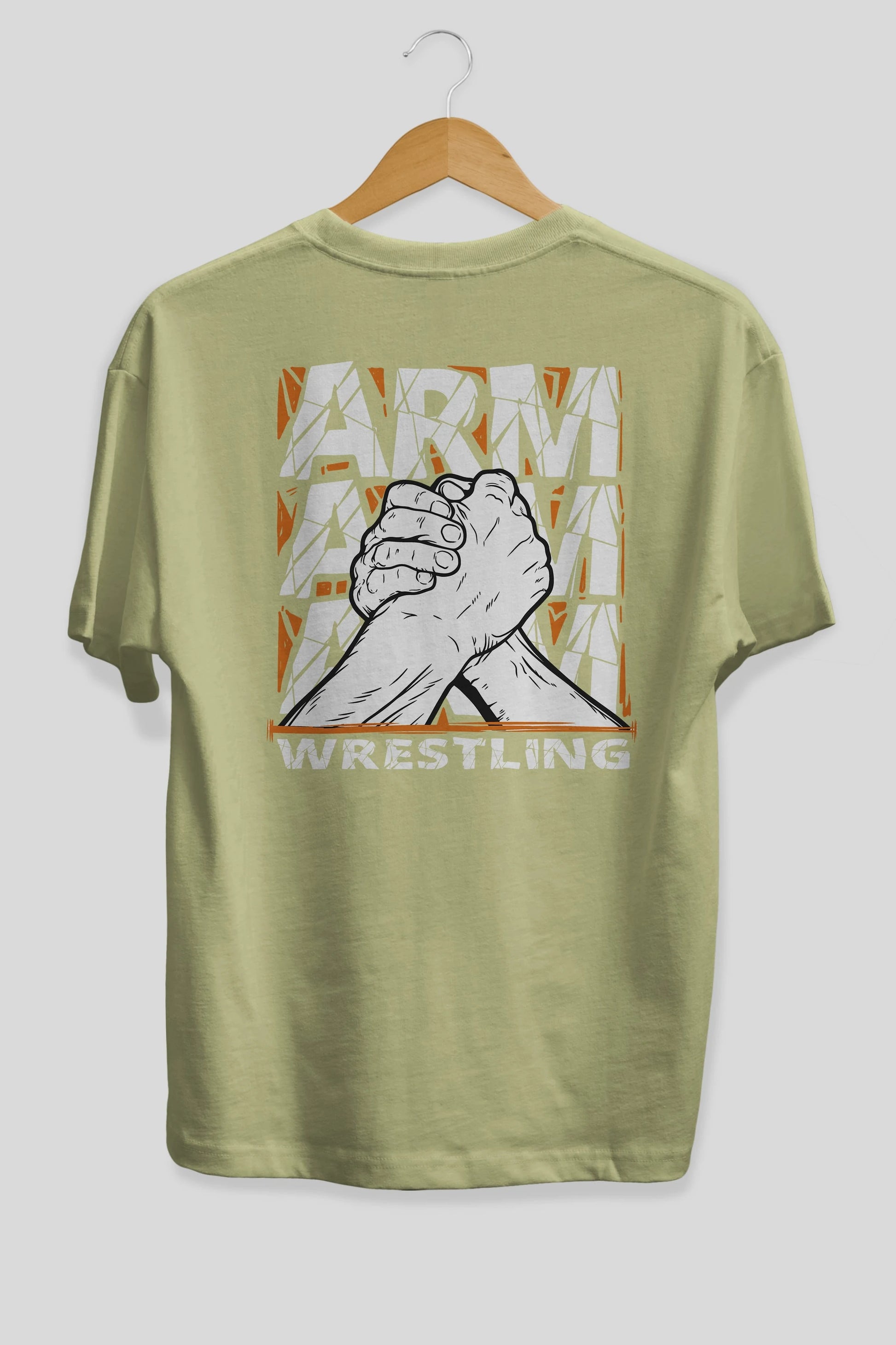 Arm Wrestling Arka Baskılı Oversize t-shirt Erkek Kadın Unisex