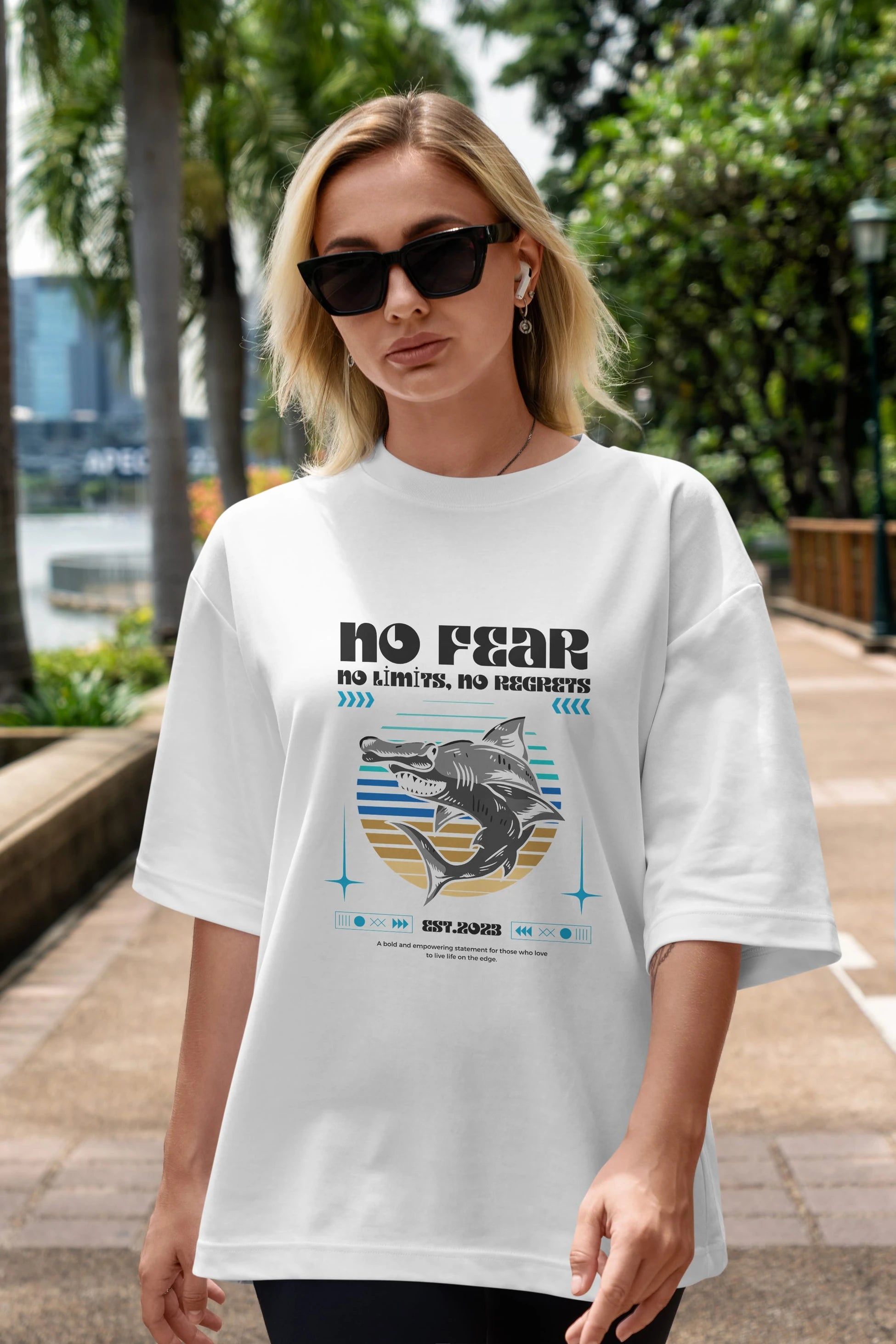 No Fear Yazılı Ön Baskılı Oversize t-shirt Erkek Kadın Unisex
