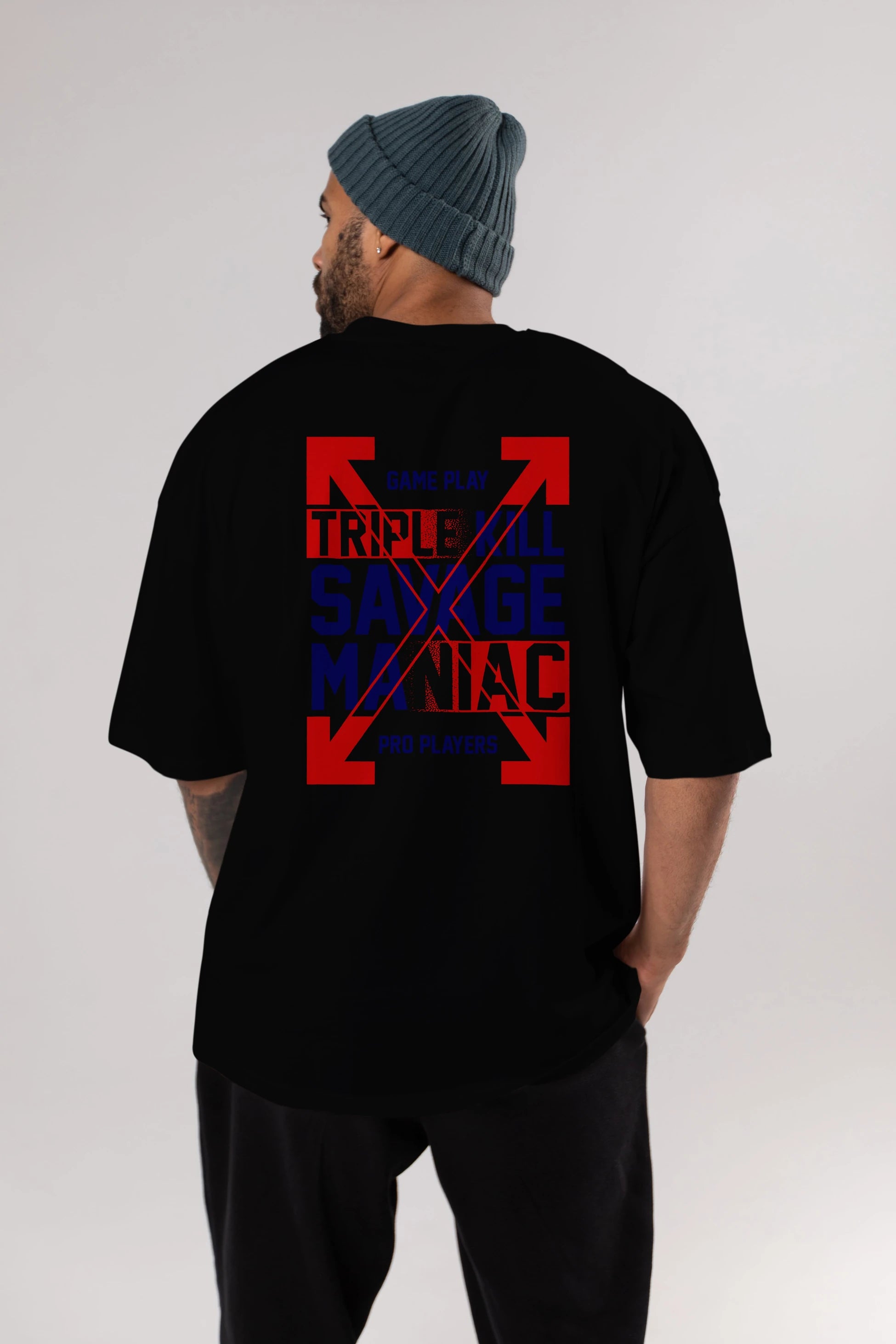 Kill Savage Arka Baskılı Oversize t-shirt Erkek Kadın Unisex