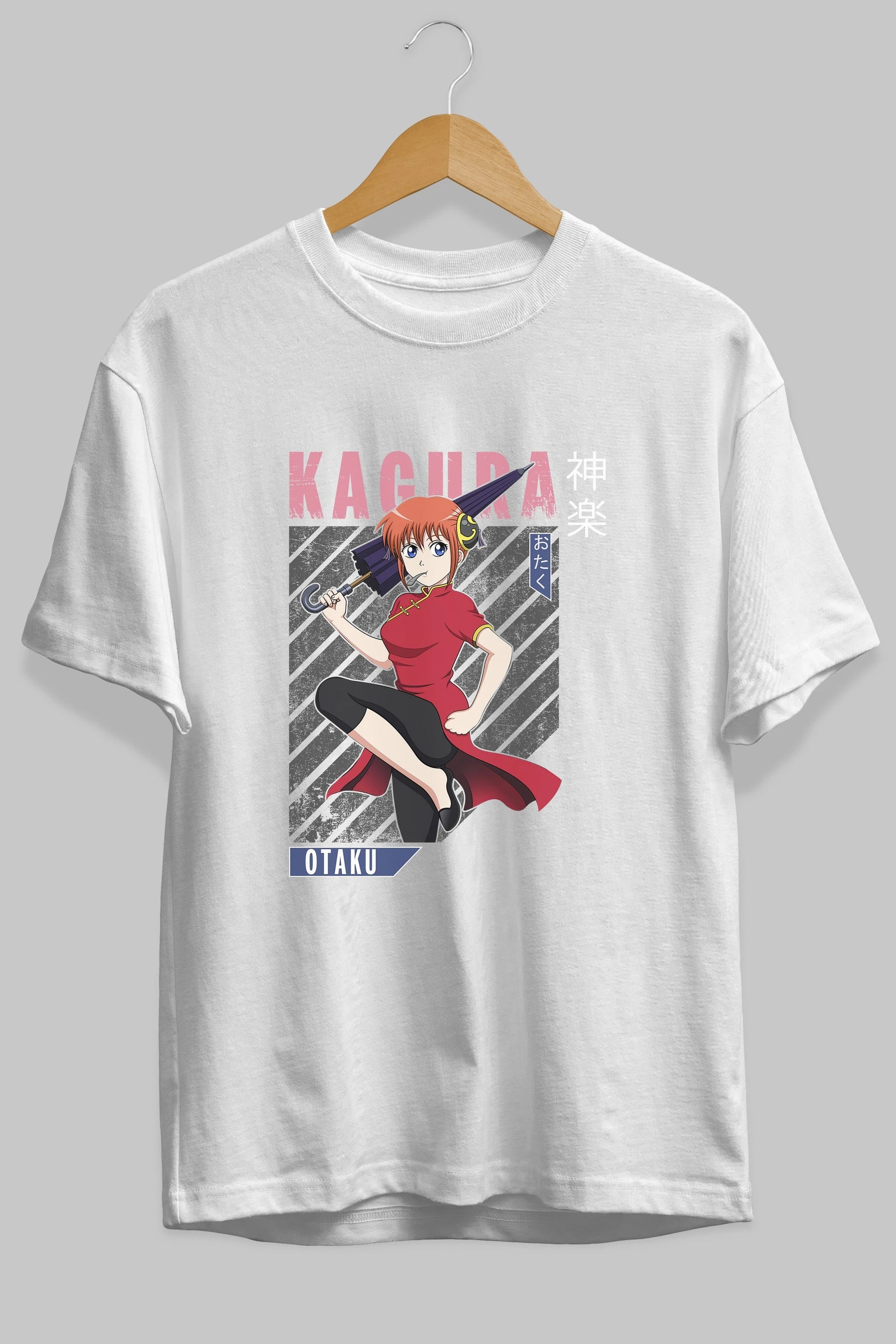 Kagura GINTAMA 1 Anime Ön Baskılı Oversize t-shirt %100 pamuk Erkek Kadın Unisex