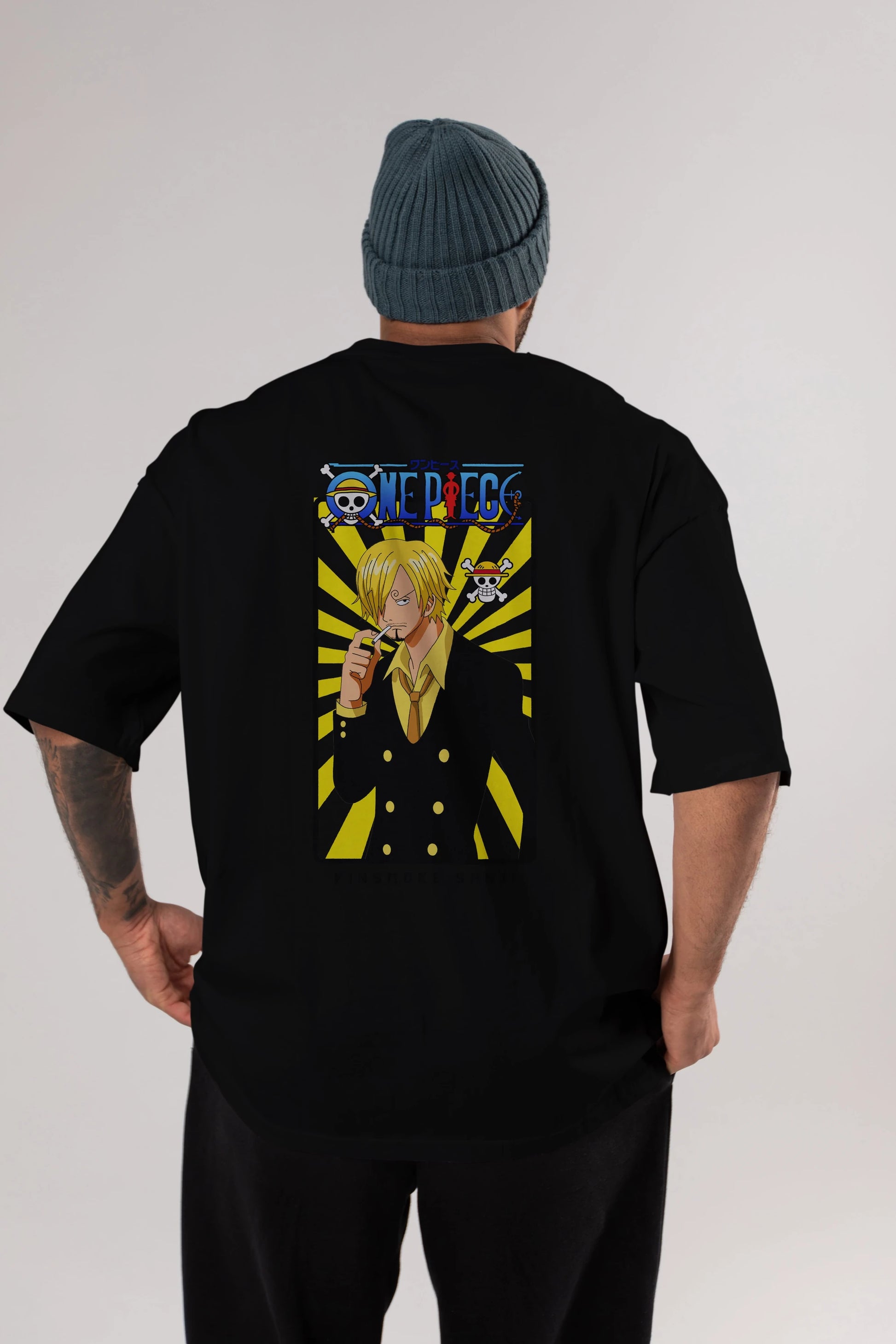 Sanji 4 Anime Arka Baskılı Oversize t-shirt Erkek Kadın Unisex %100 pamuk tişort