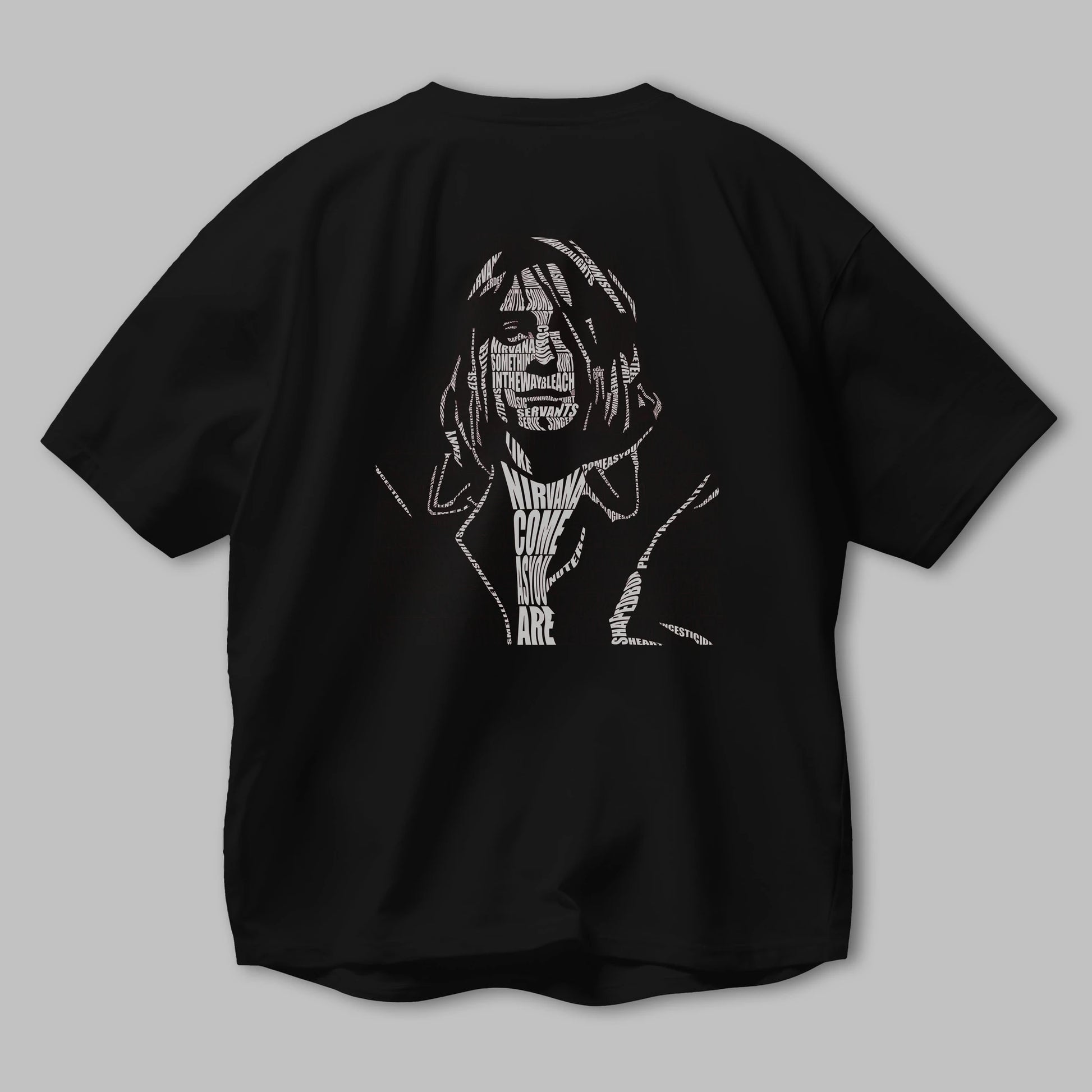 Kurt Cobain Calligram Arka Baskılı Oversize t-shirt %100 pamuk Erkek Kadın Unisex