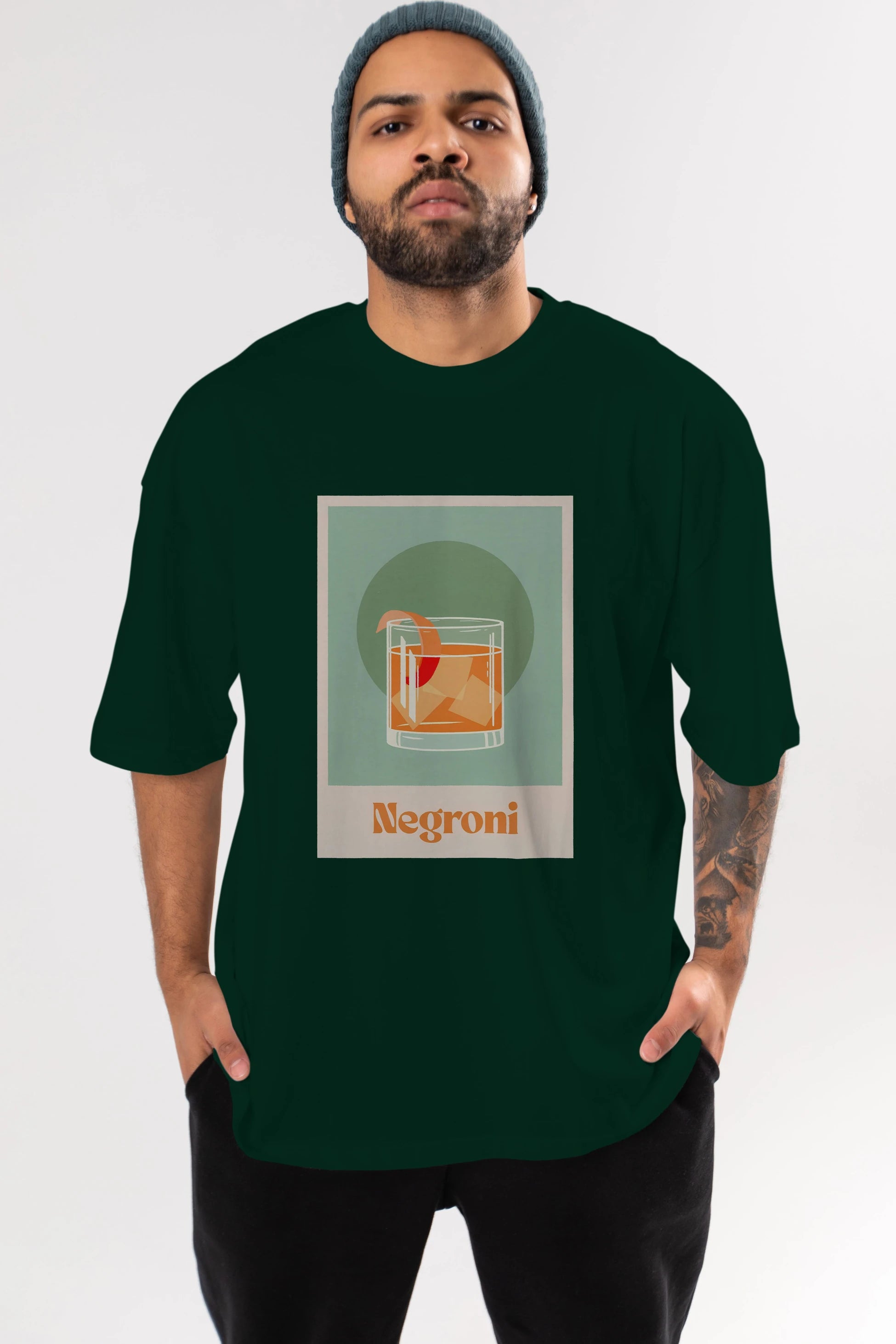 Negroni 5 Ön Baskılı Oversize t-shirt Erkek Kadın Unisex %100 Pamuk Bisiklet Yaka tişort