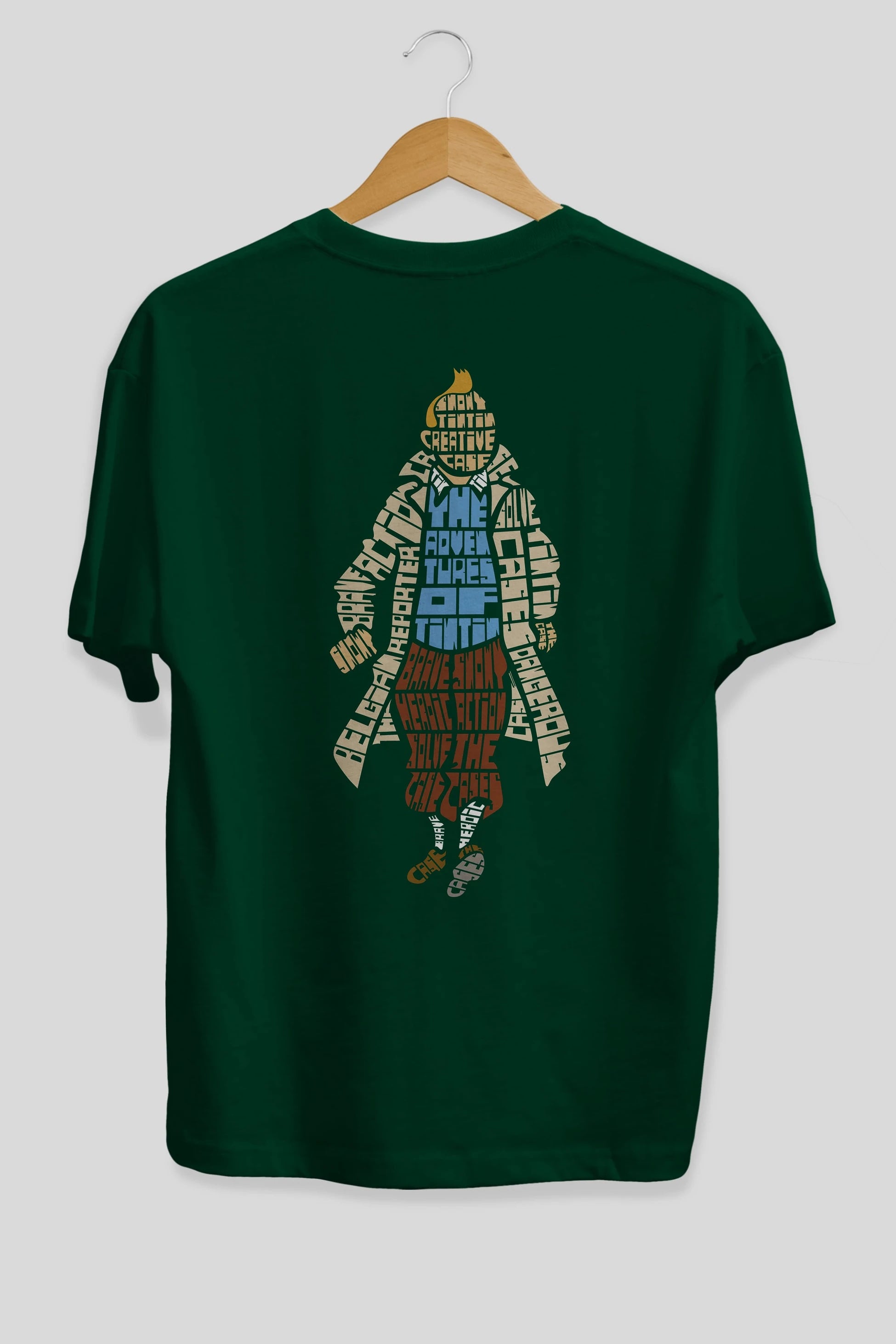 Tin Tin Arka Baskılı Oversize t-shirt %100 pamuk Erkek Kadın Unisex