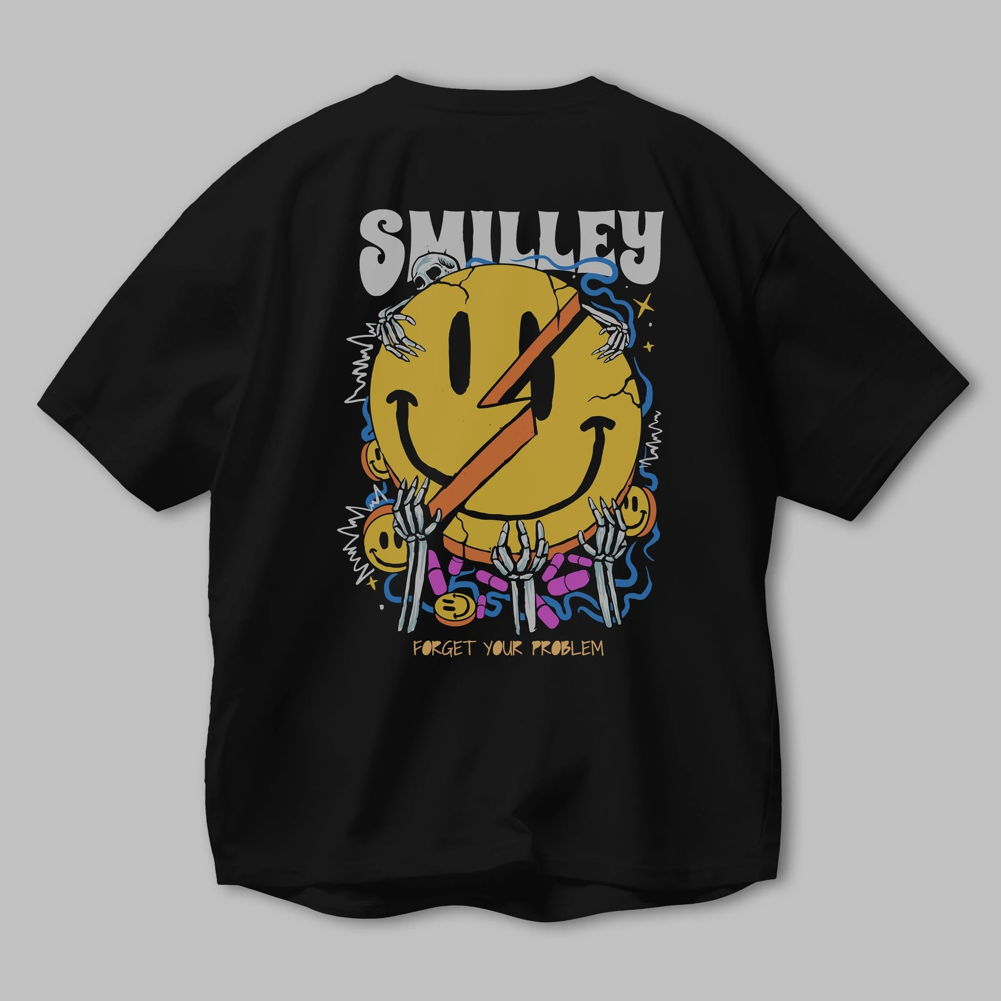 Smilley Streetwear Arka Baskılı Oversize t-shirt Erkek Kadın Unisex