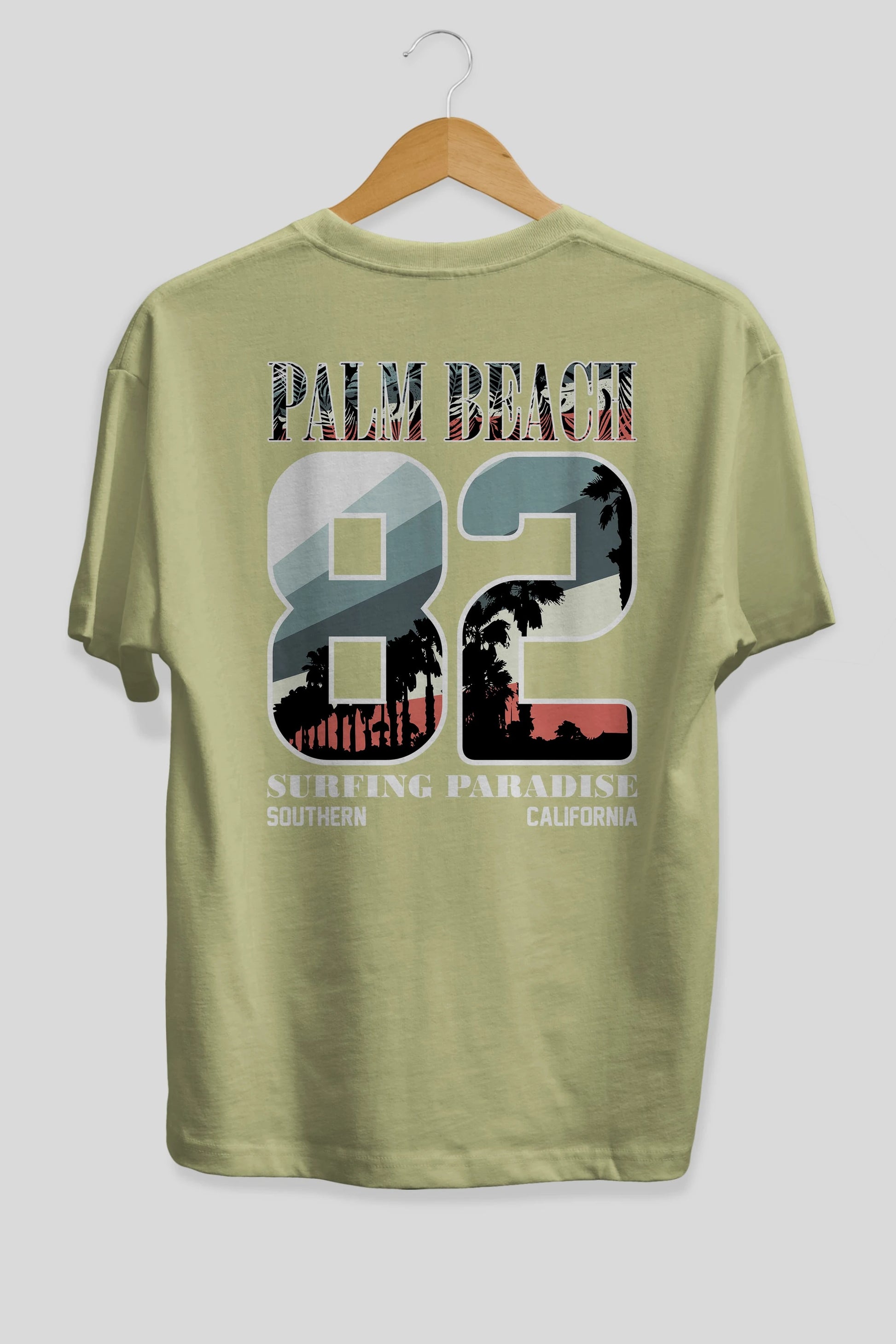 Palm Beach 82 Arka Baskılı Oversize t-shirt Erkek Kadın Unisex