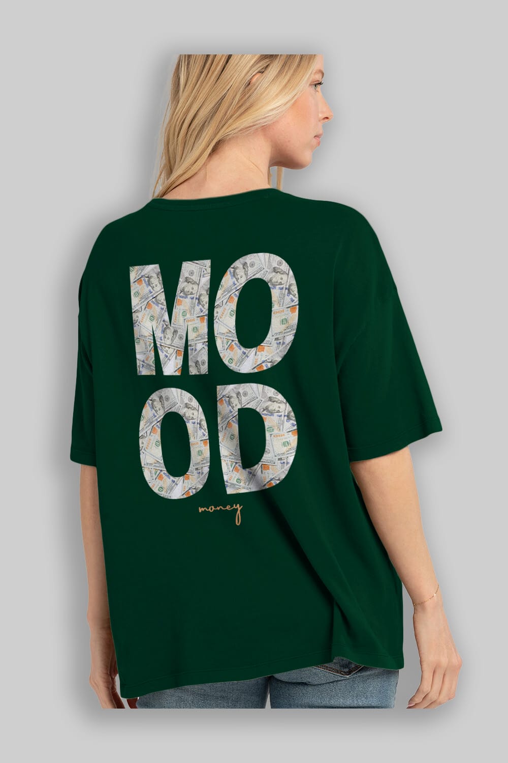 Mood Money Yazılı Arka Baskılı Oversize t-shirt Erkek Kadın Unisex