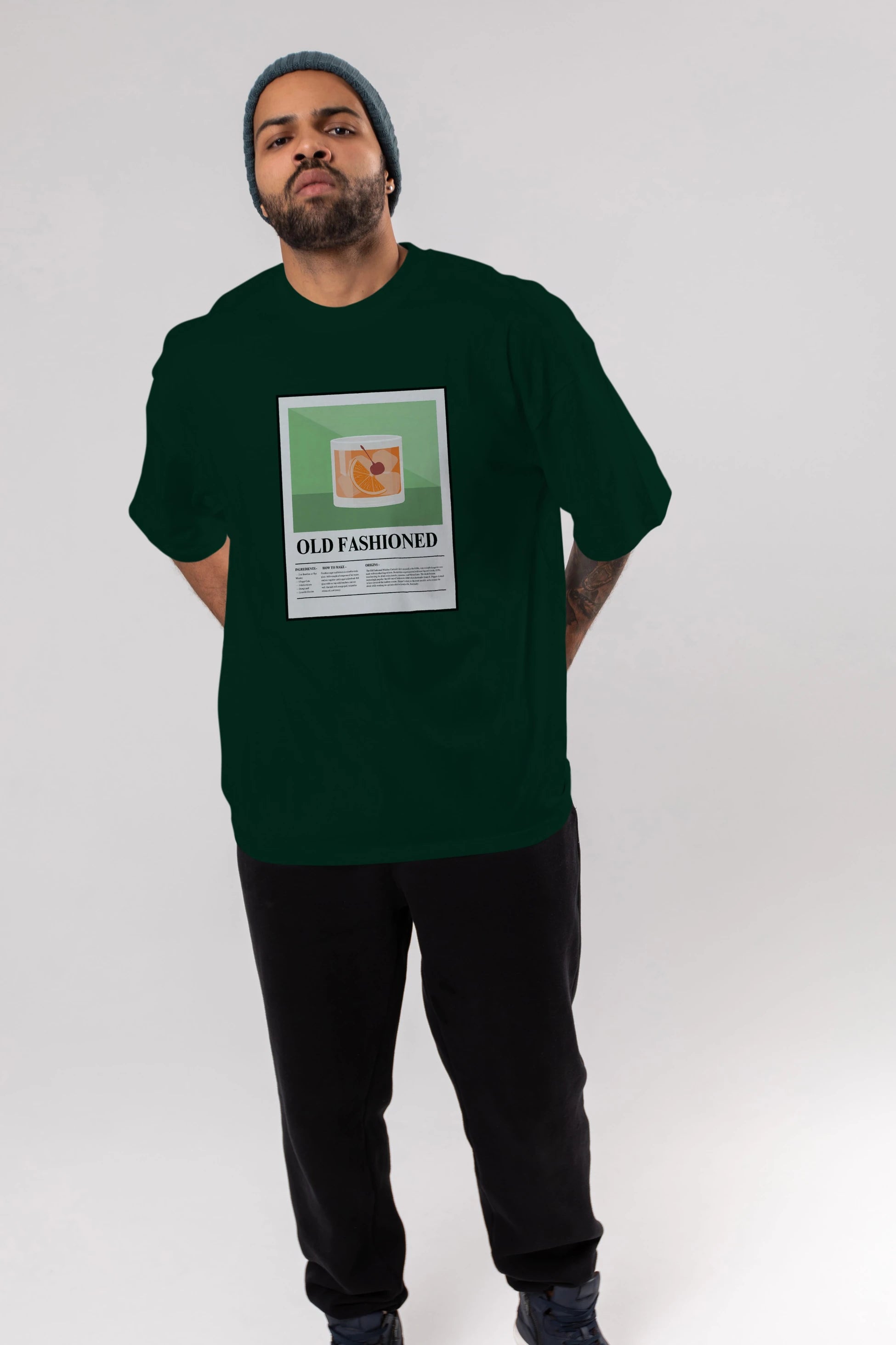 Old Fashioned Ön Baskılı Oversize t-shirt Erkek Kadın Unisex %100 Pamuk Bisiklet Yaka tişort