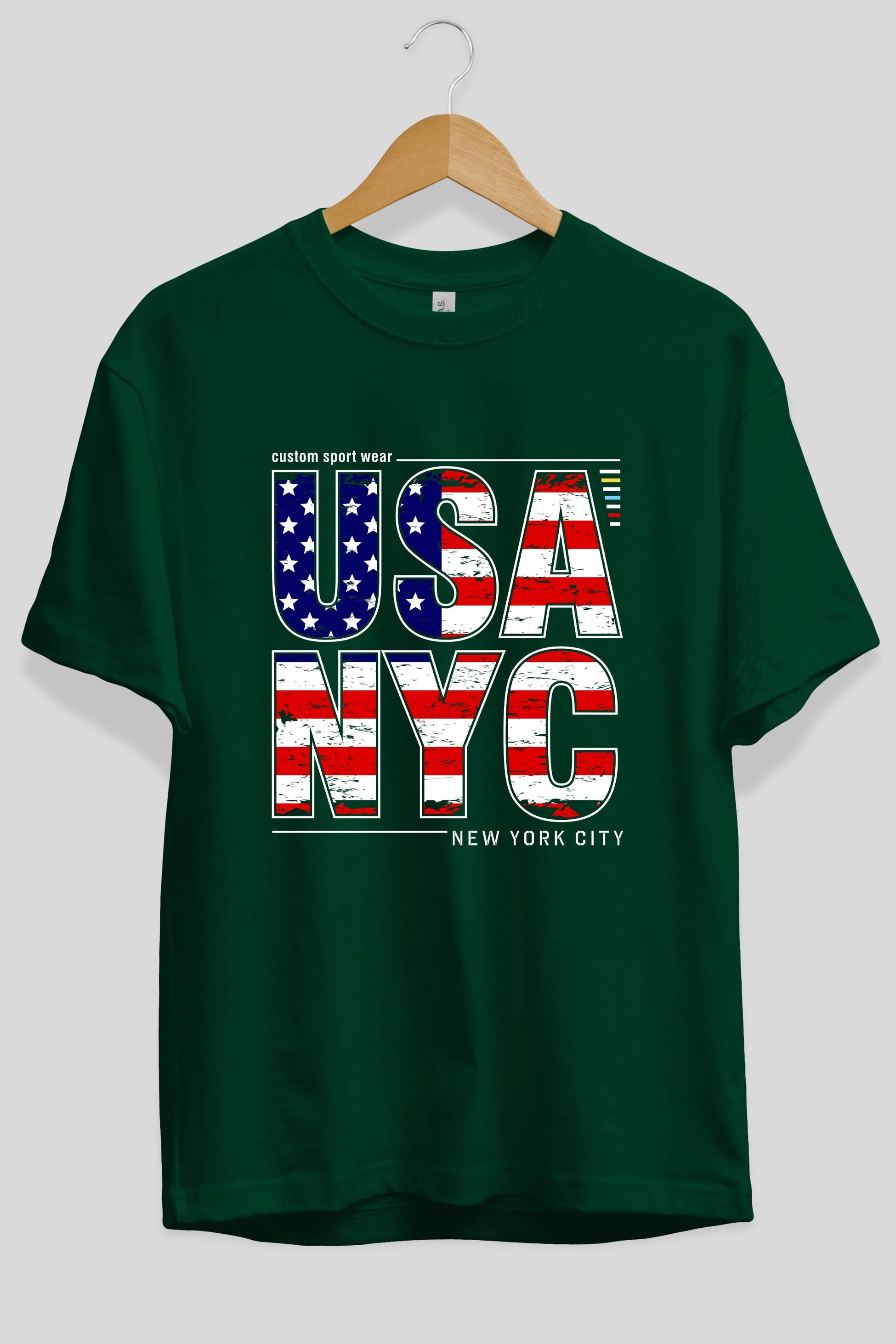Usa NYC Ön Baskılı Oversize t-shirt Erkek Kadın Unisex